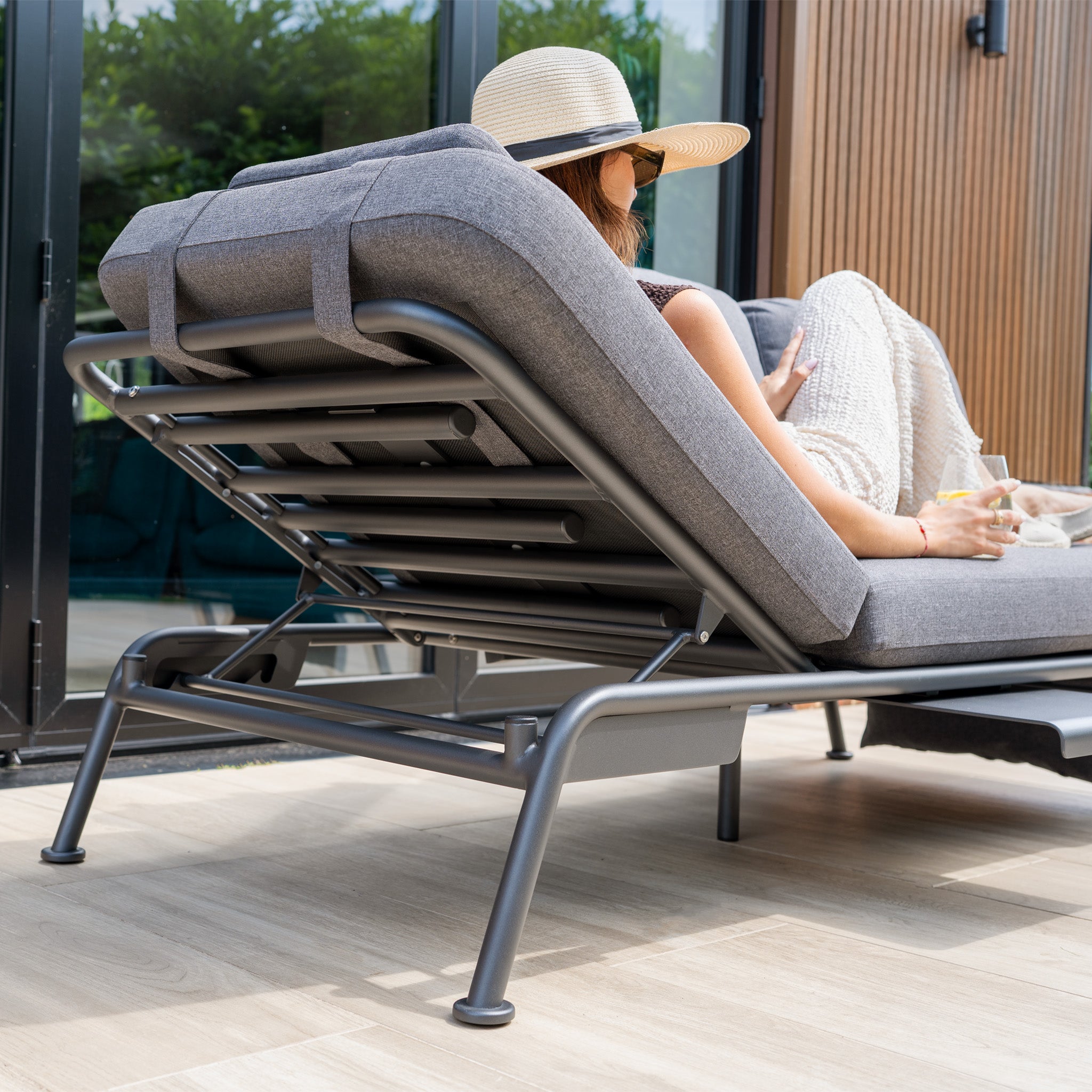 Alba 3 Seat Sofa with Sun Lounger Feature in Charcoal