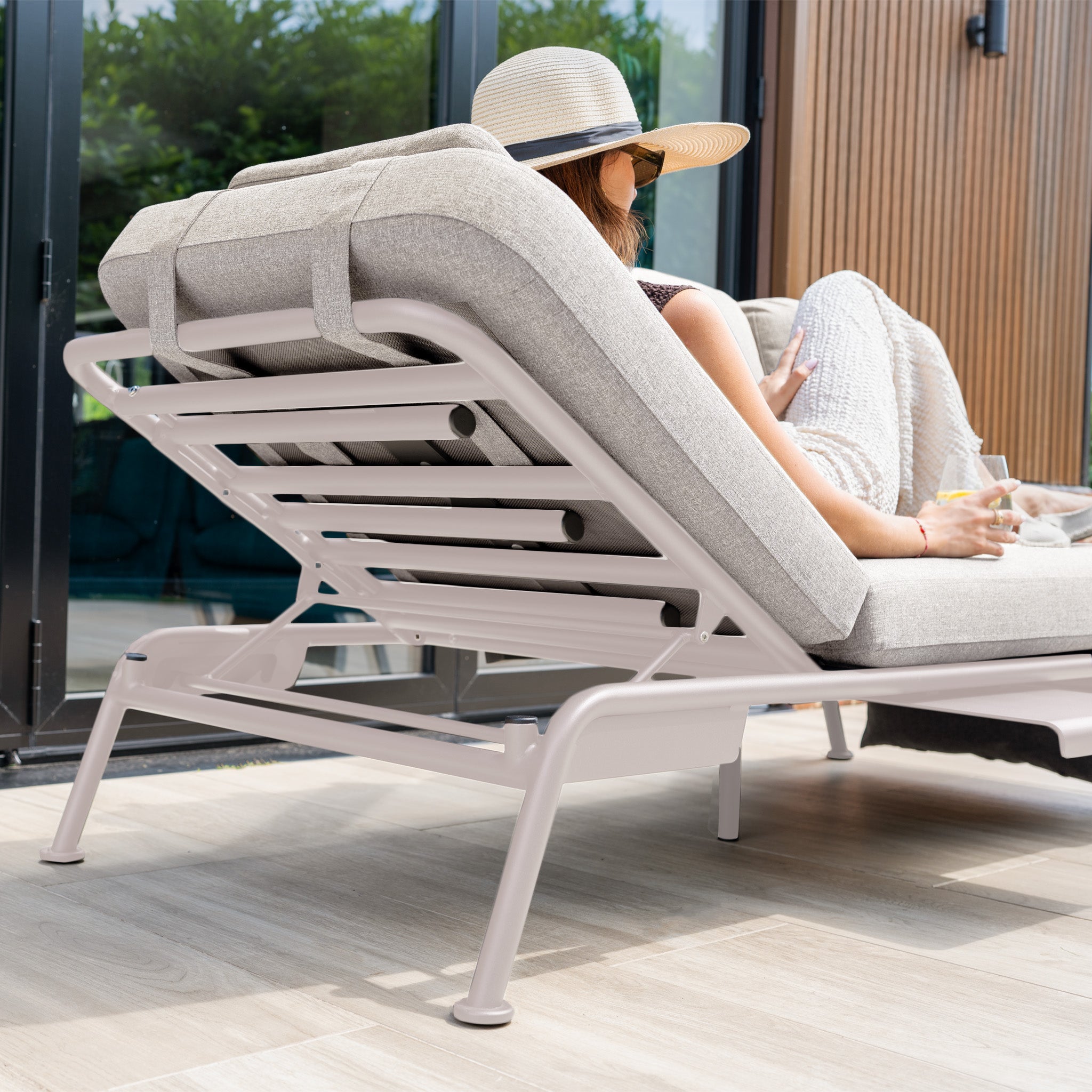 Alba 3 Seat Sofa with Sun Lounger Feature in Latte