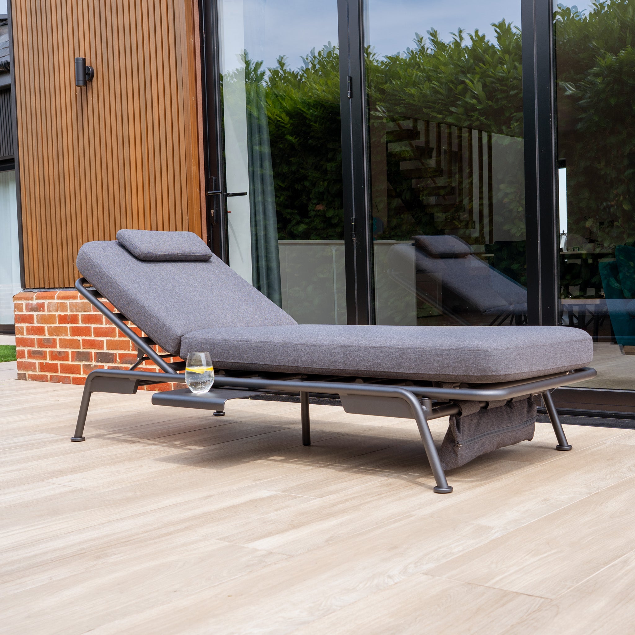 Alba 3 Seat Sofa with Sun Lounger Feature in Charcoal