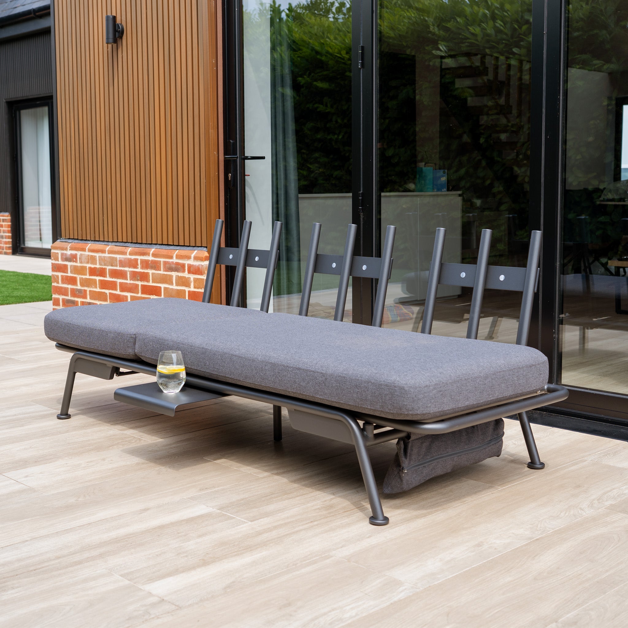 Alba 3 Seat Sofa with Sun Lounger Feature in Charcoal