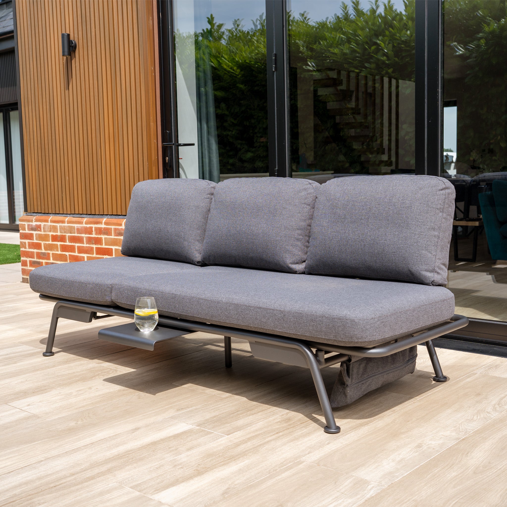Alba 3 Seat Sofa with Sun Lounger Feature in Charcoal