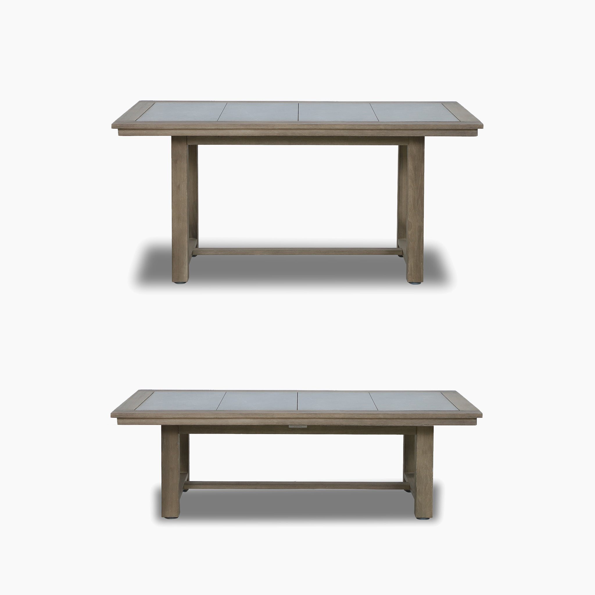 The Andora Coffee Table in weathered brown serves as a stylish mid-height table, offering modern versatility and function for any space.