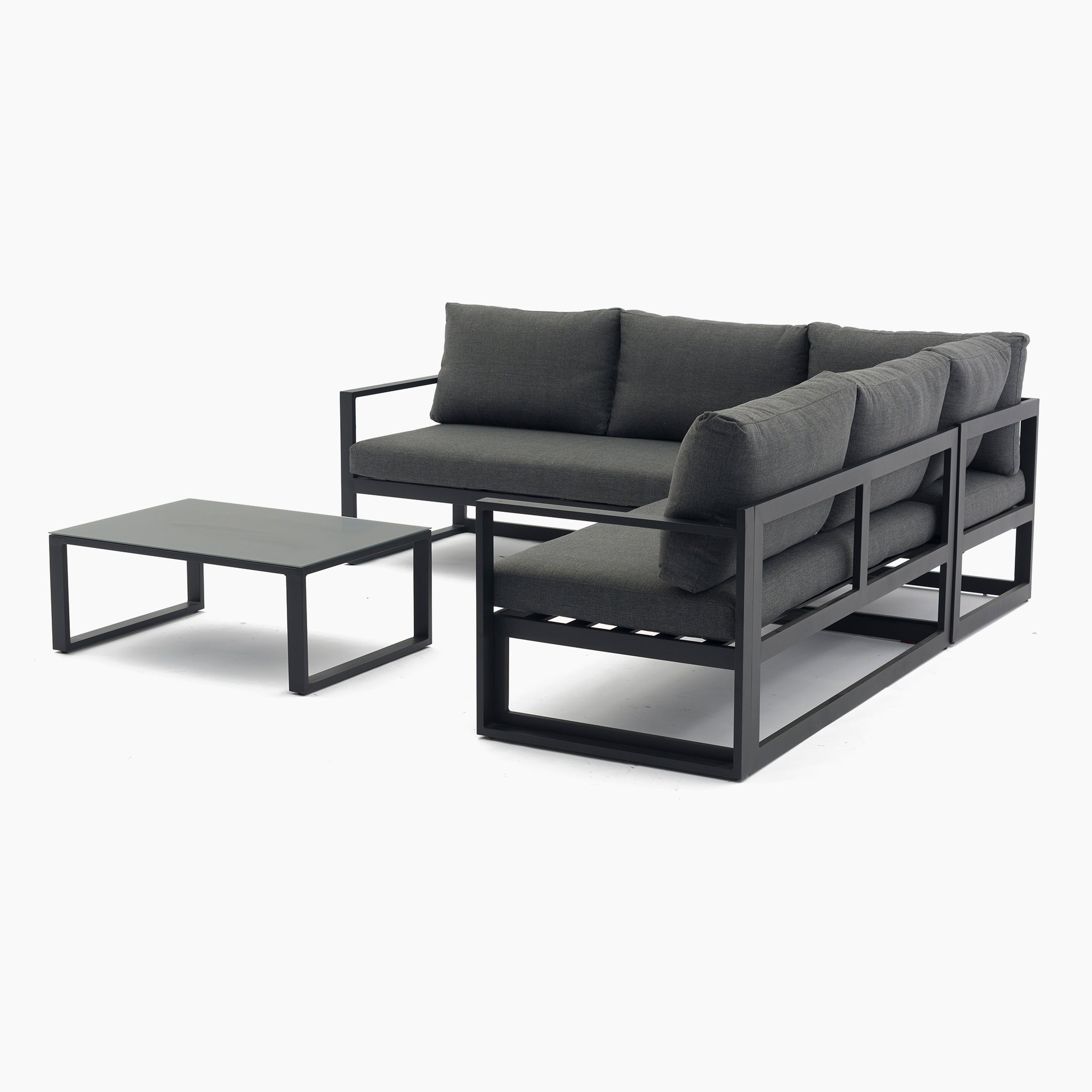Havana Corner Group Set with Reclining Feature and Coffee Table in Charcoal