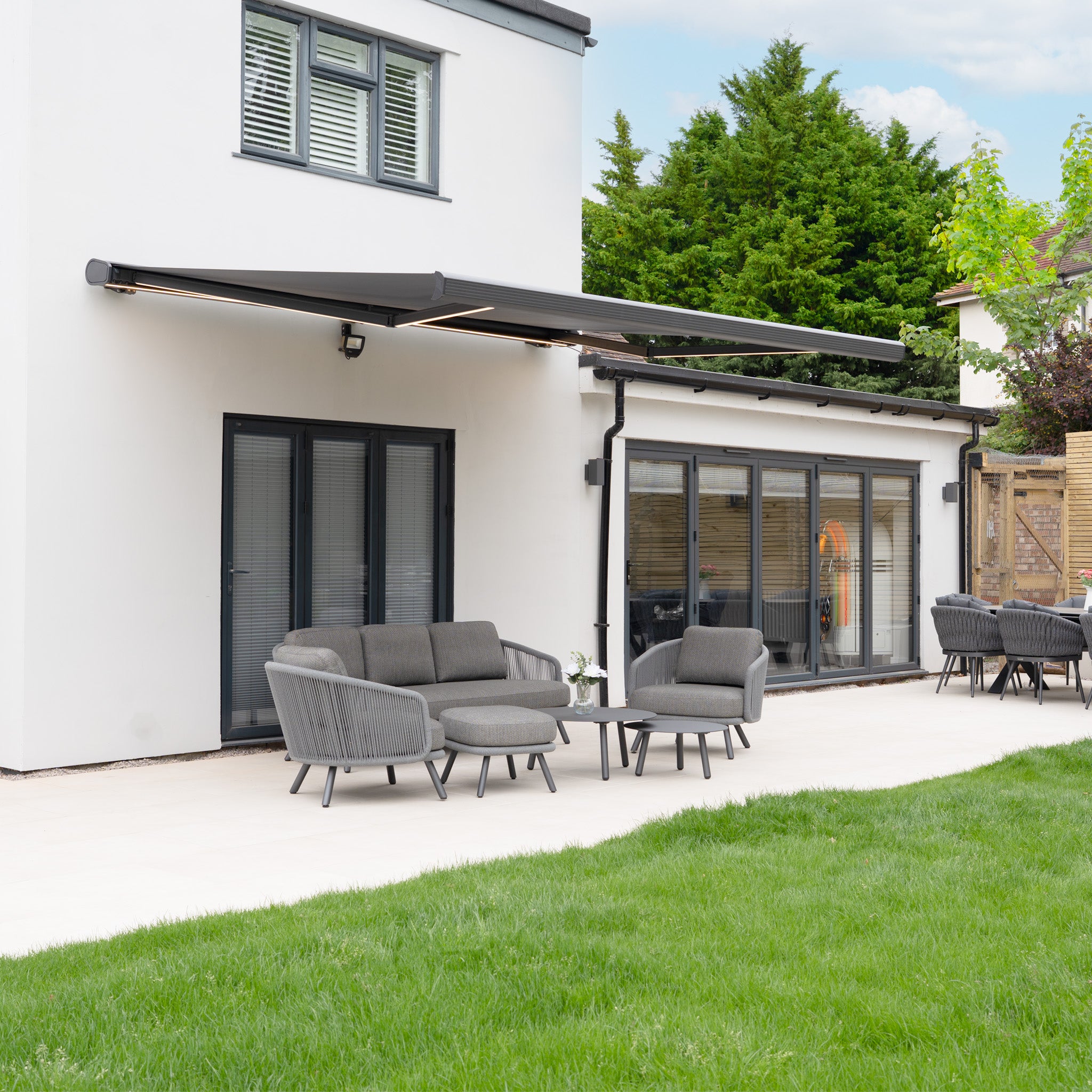 4m x 3m Electric Motorised Awning in Grey