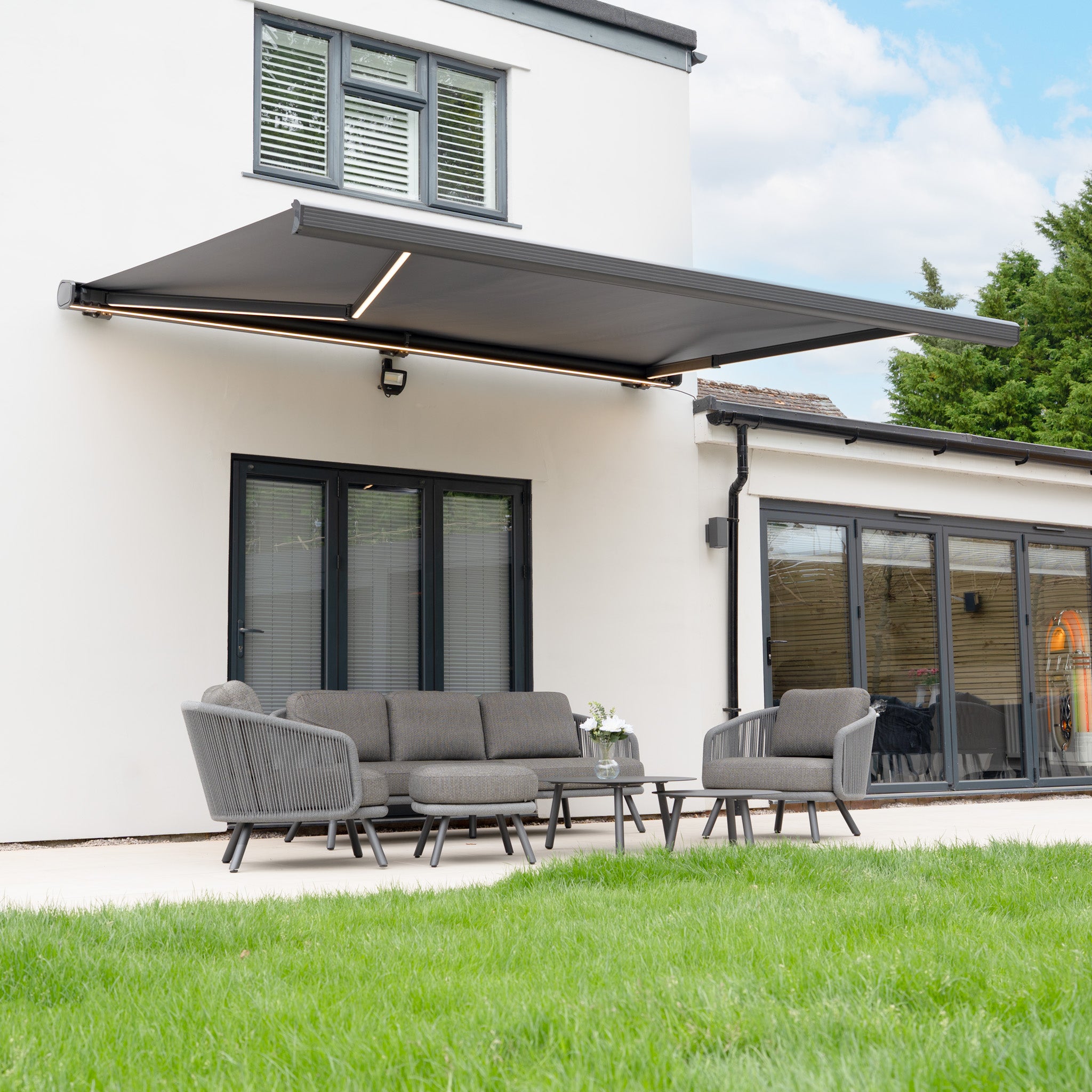 4m x 3m Electric Motorised Awning in Grey