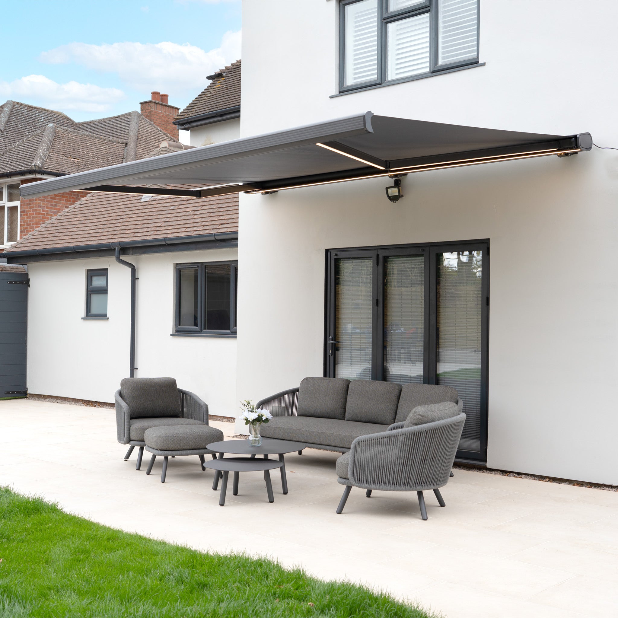4m x 3m Electric Motorised Awning in Grey