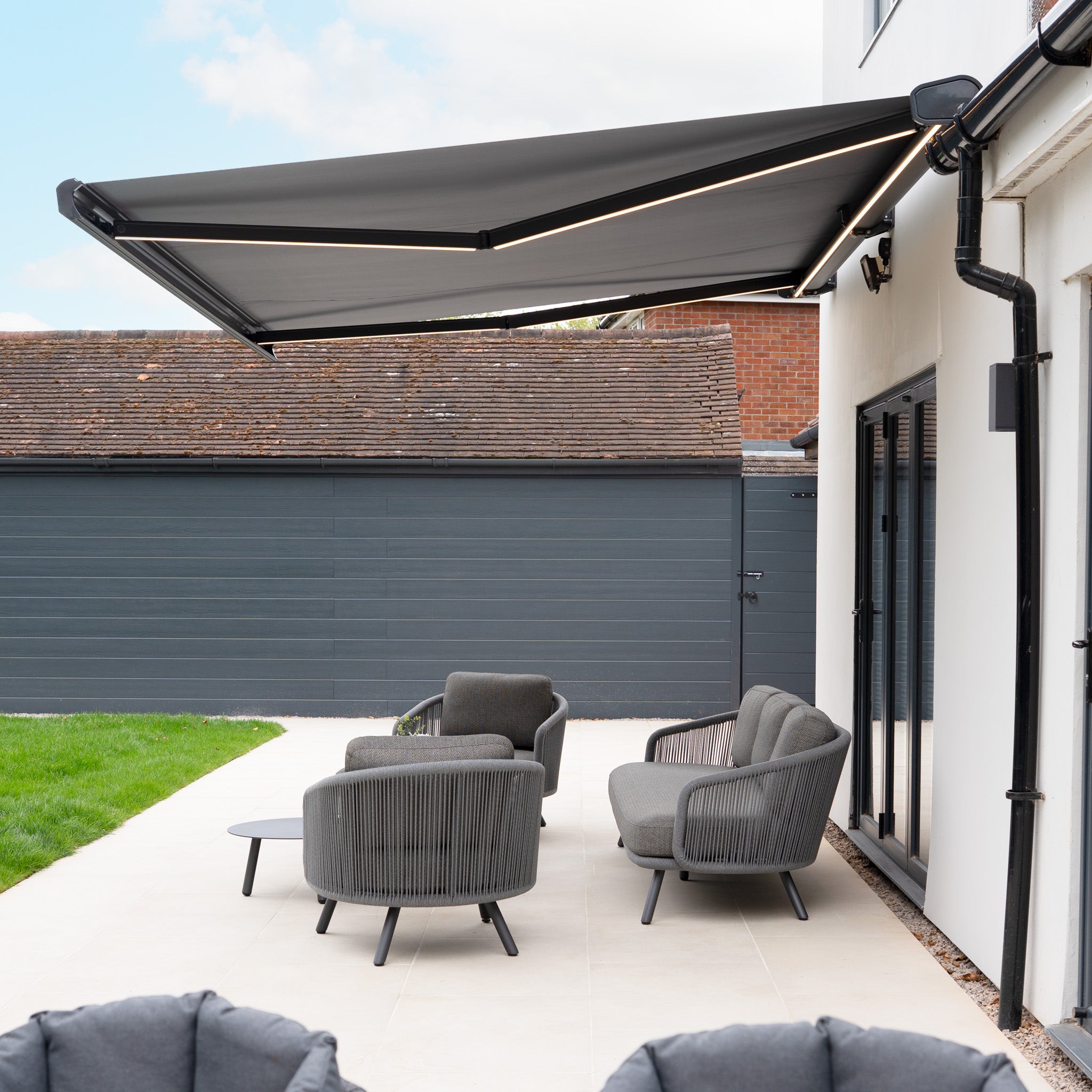 4m x 3m Electric Motorised Awning in Grey