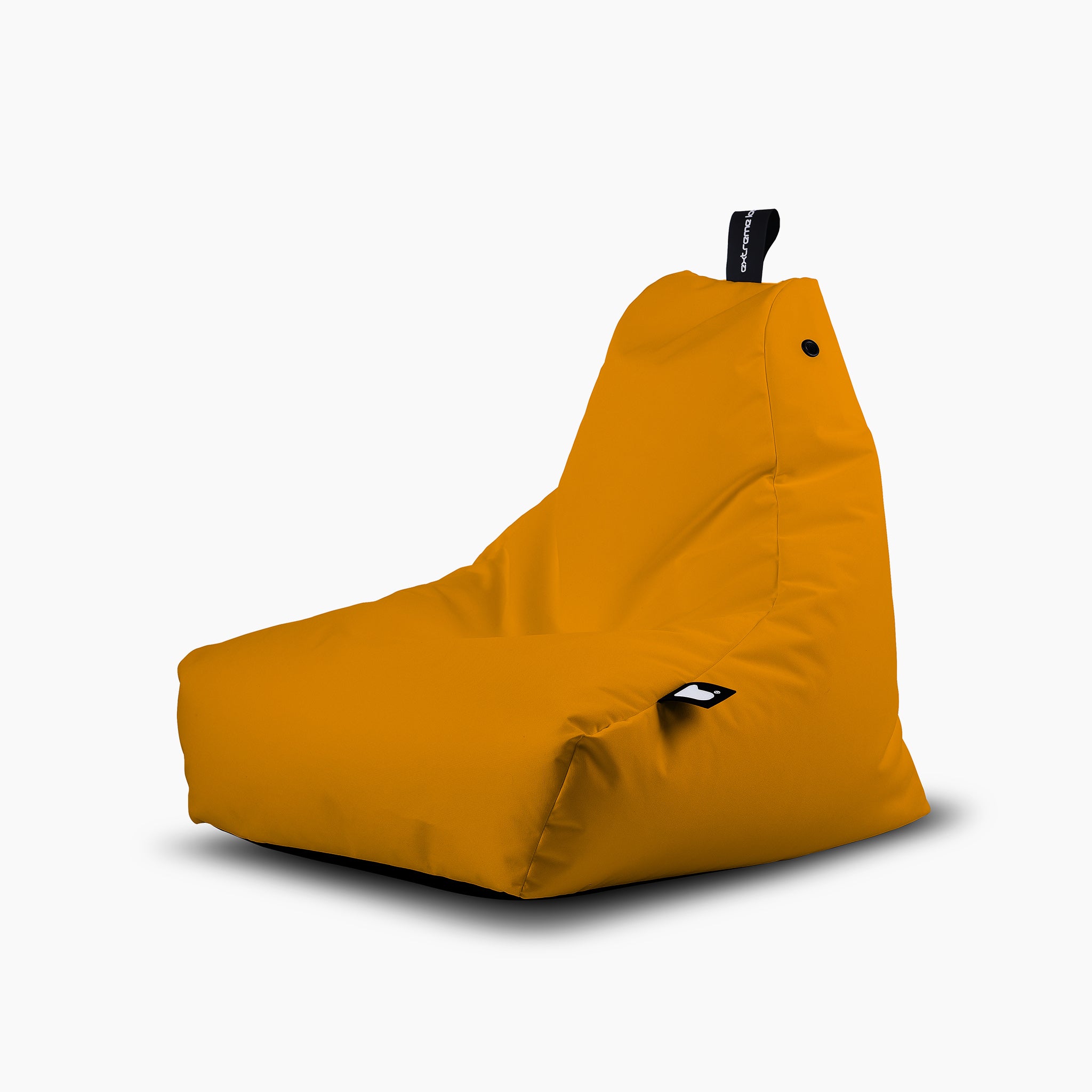 A vibrant orange Outdoor Mini B-Bag, crafted from fade-resistant and waterproof fabric with a convenient top handle, ideal for outdoor use against a plain white background.