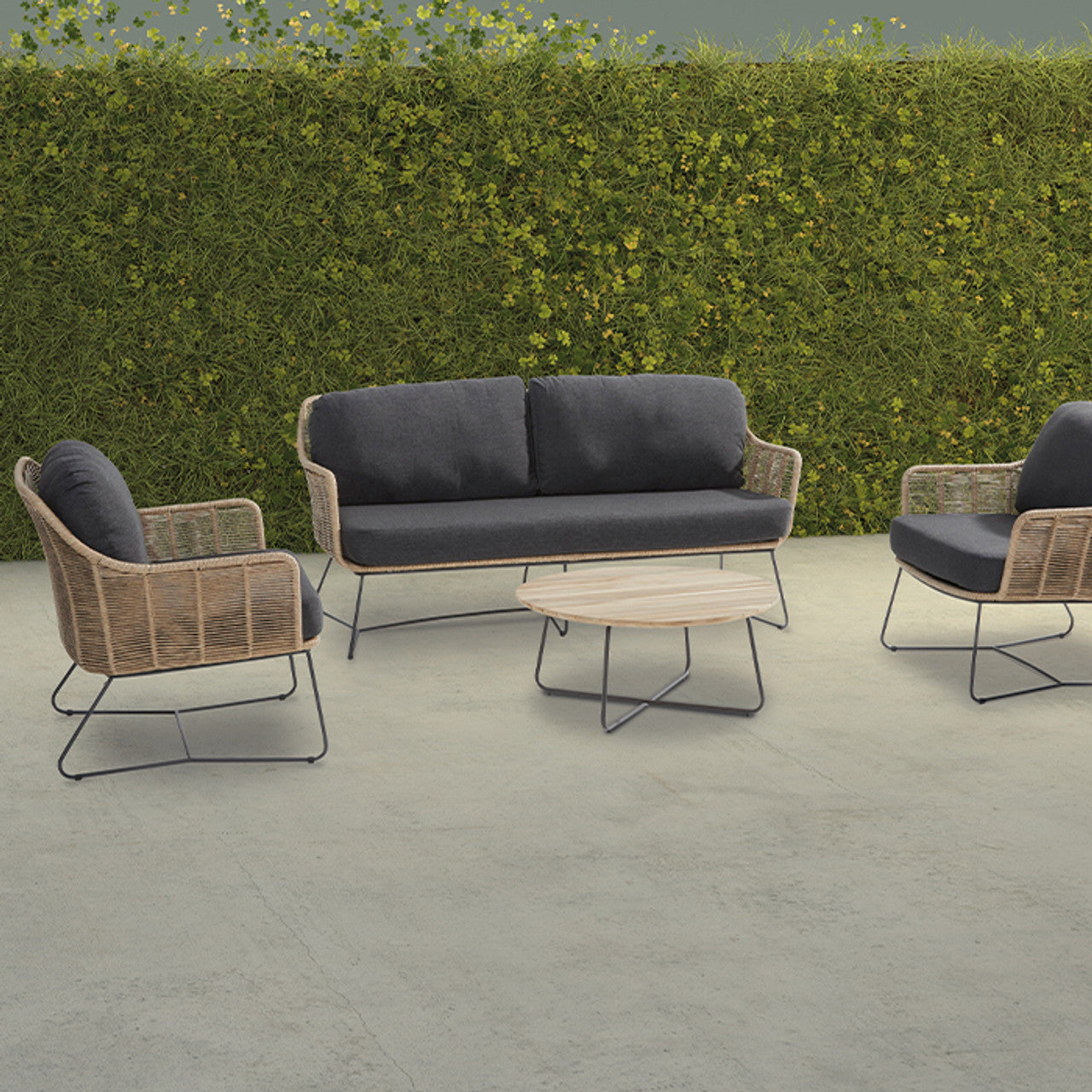Belmond 2 Seat Sofa Set with Teak Table in Natural
