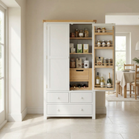 The Burford Double Larder Unit in Warm White features shelves, drawers, and space for jars, bottles, and food—an ideal kitchen pantry cabinet inspired by classic storage solutions.
