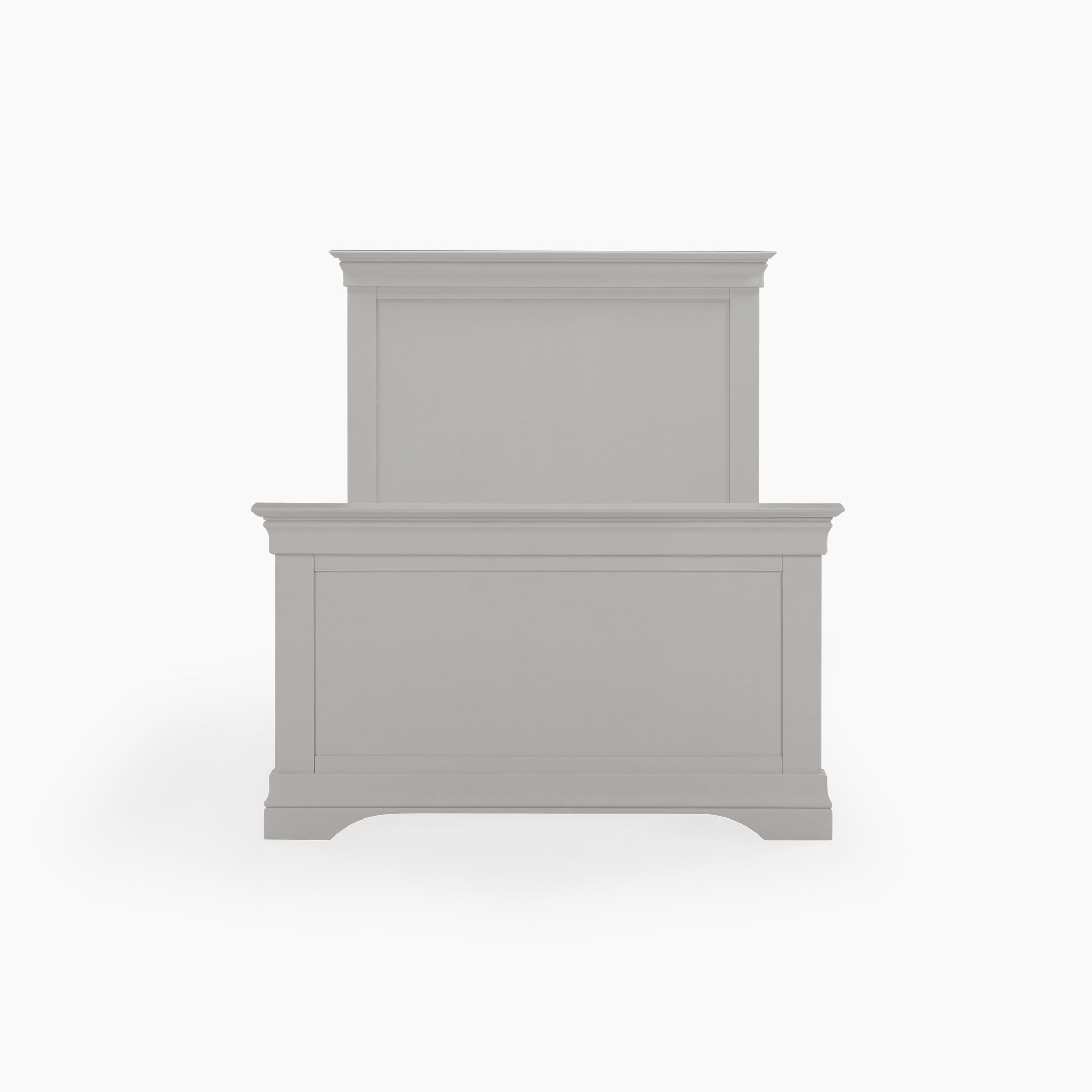Pebble Grey Chalbury 3ft High-End Single Bed Frame featuring a paneled headboard and footboard, shown in a front view.