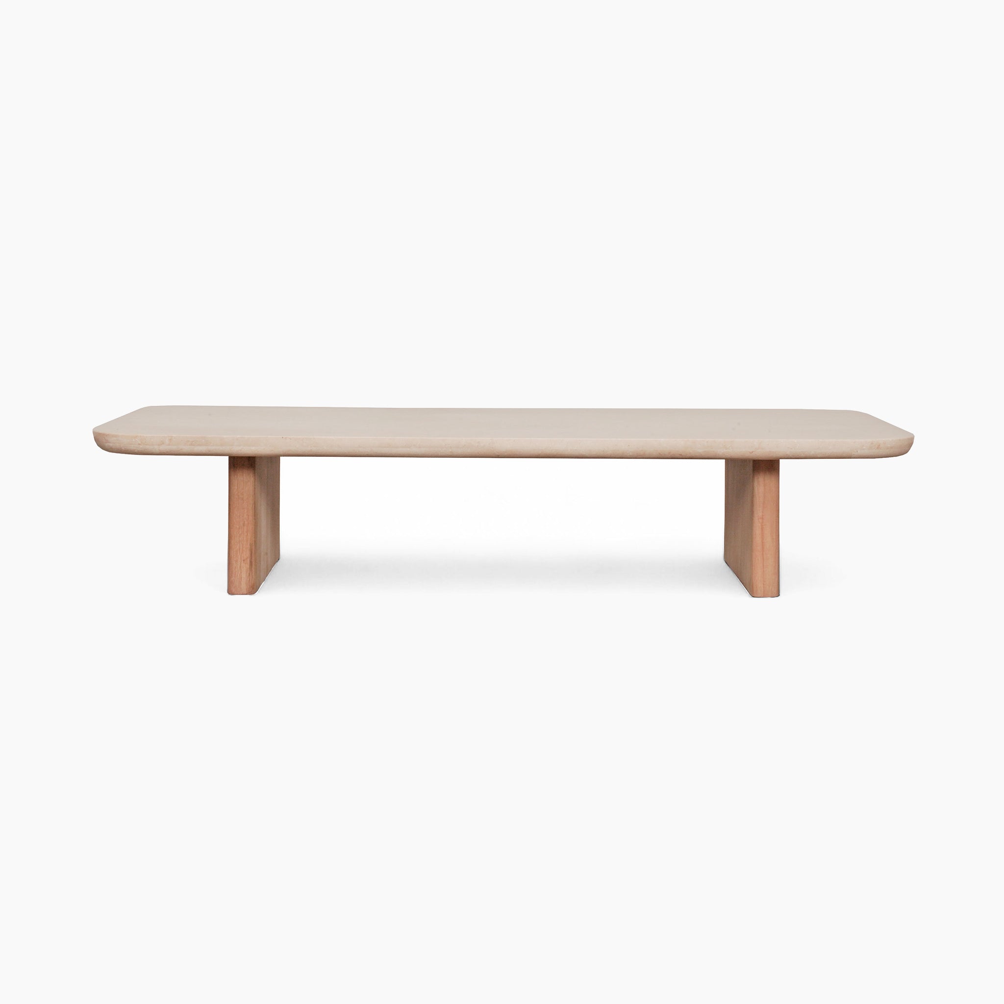 The Tivoli Large Corner Set with Marble Coffee Table in Fawn, featuring a minimalist design and sleek lines, set against a white background.