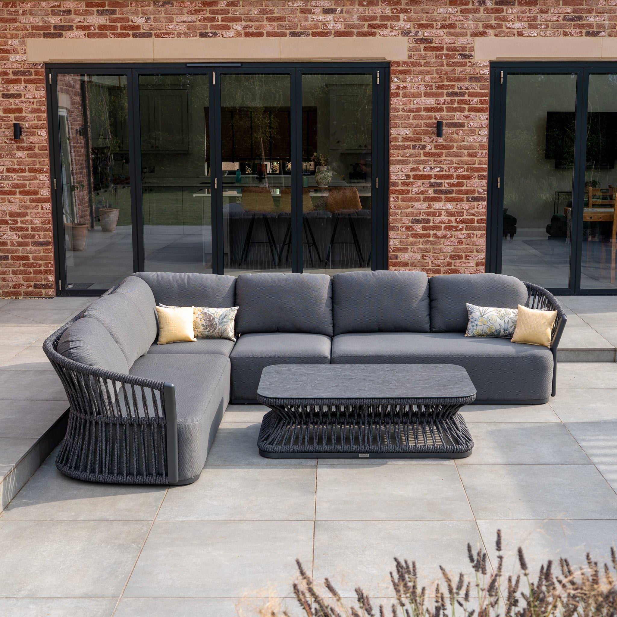 Pello Corner Group set with Rectangular Coffee Table in Grey