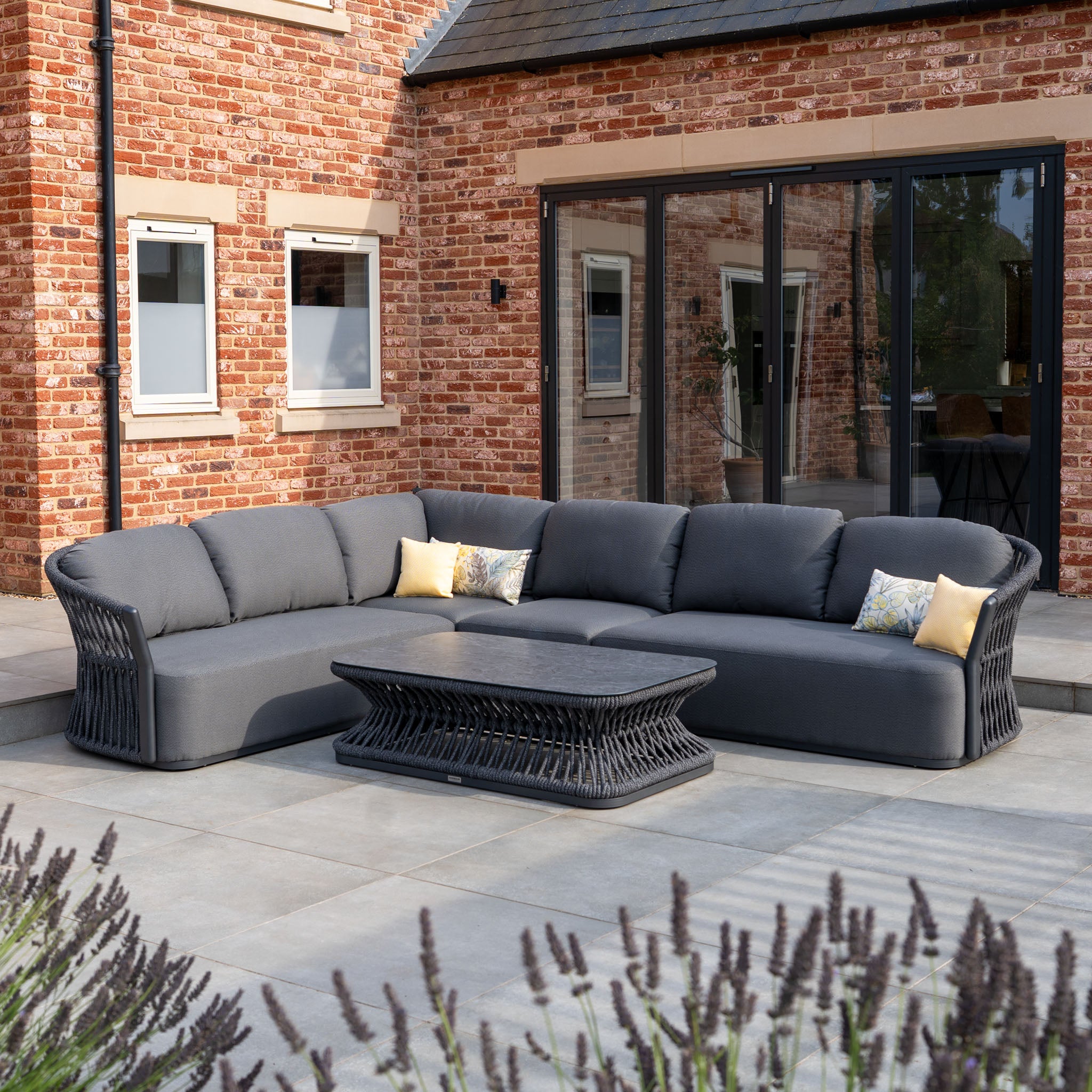 Pello Corner Group set with Rectangular Coffee Table in Grey