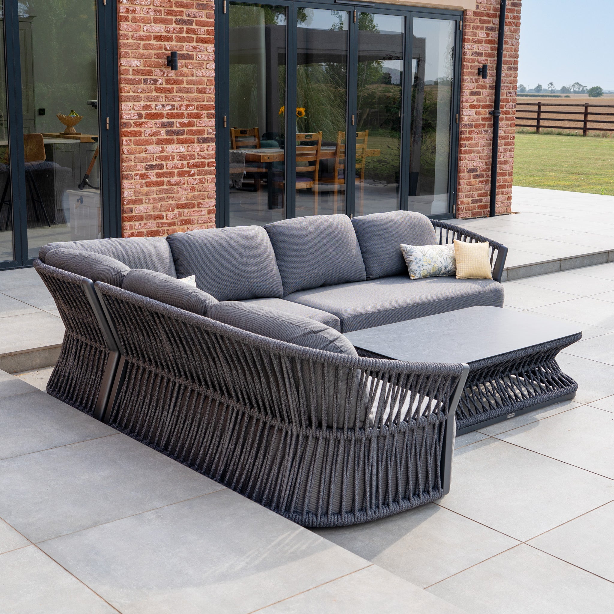 Pello Corner Group set with Rectangular Coffee Table in Grey