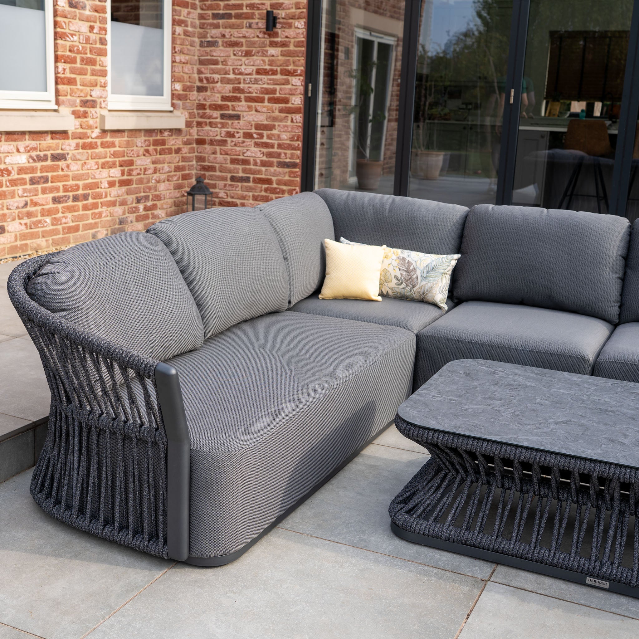 Pello Corner Group set with Rectangular Coffee Table in Grey