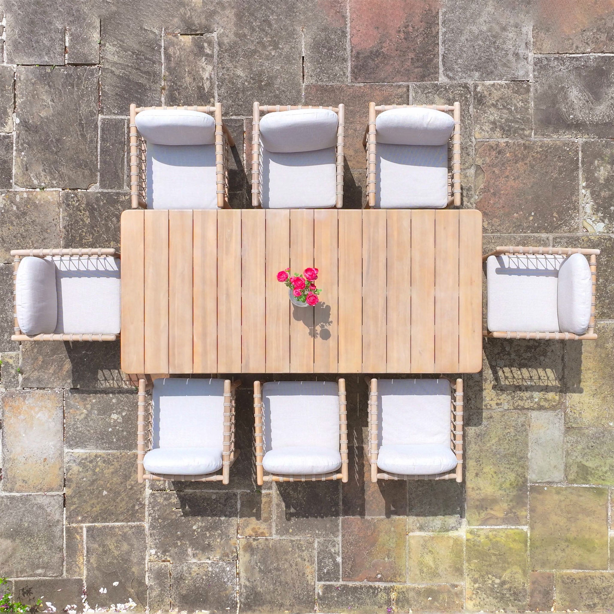 Paia 8 Seat Rectangular Dining Set in Linen (Ex Display)
