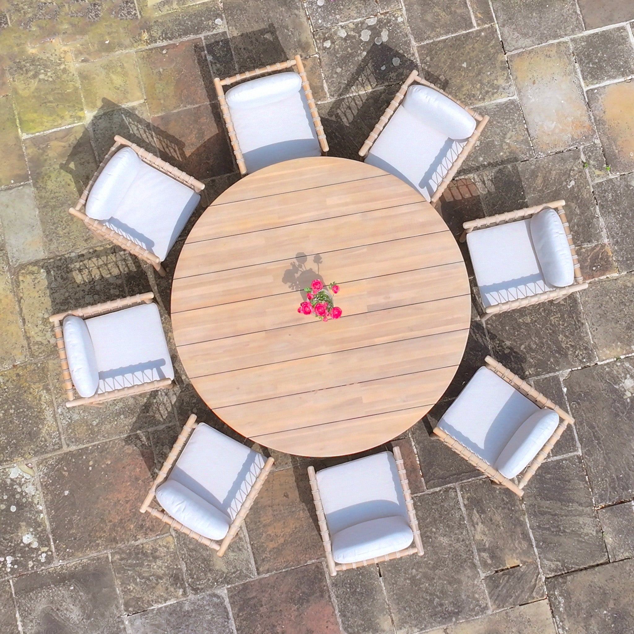 Paia 8 Seat Round Dining Set in Linen
