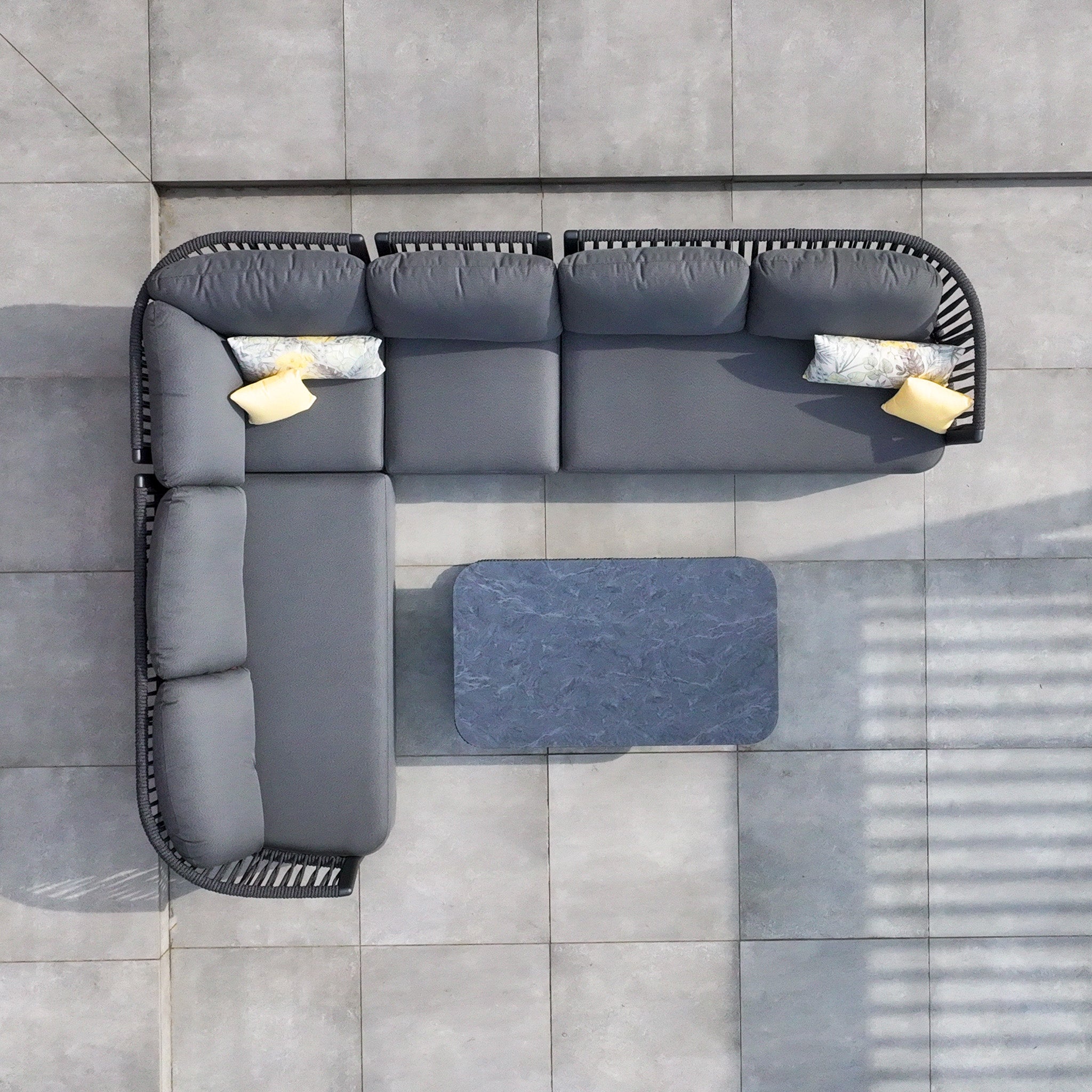 Pello Corner Group set with Rectangular Coffee Table in Grey