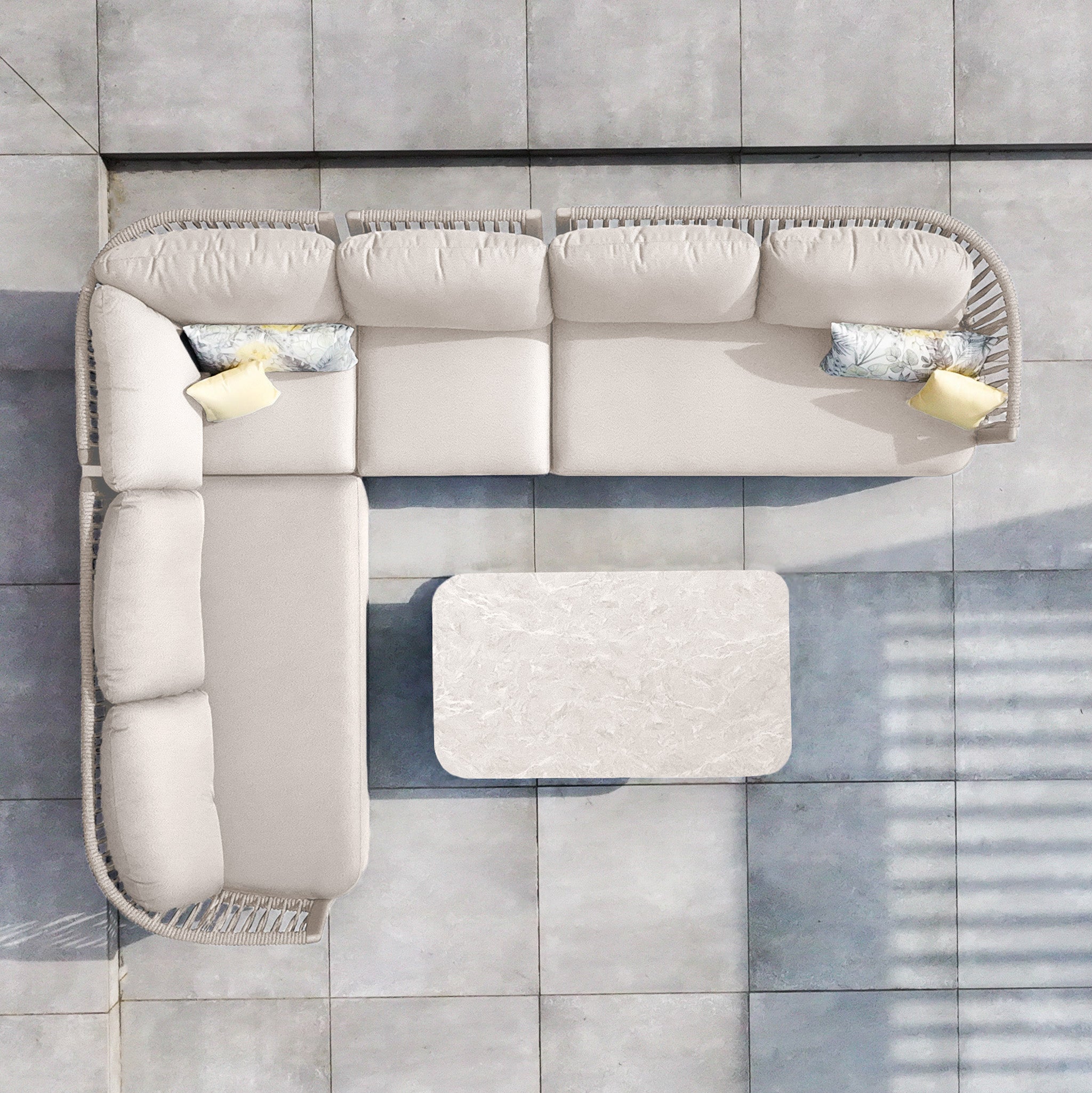 Pello Corner Group Set with Rectangular Coffee Table in Fawn