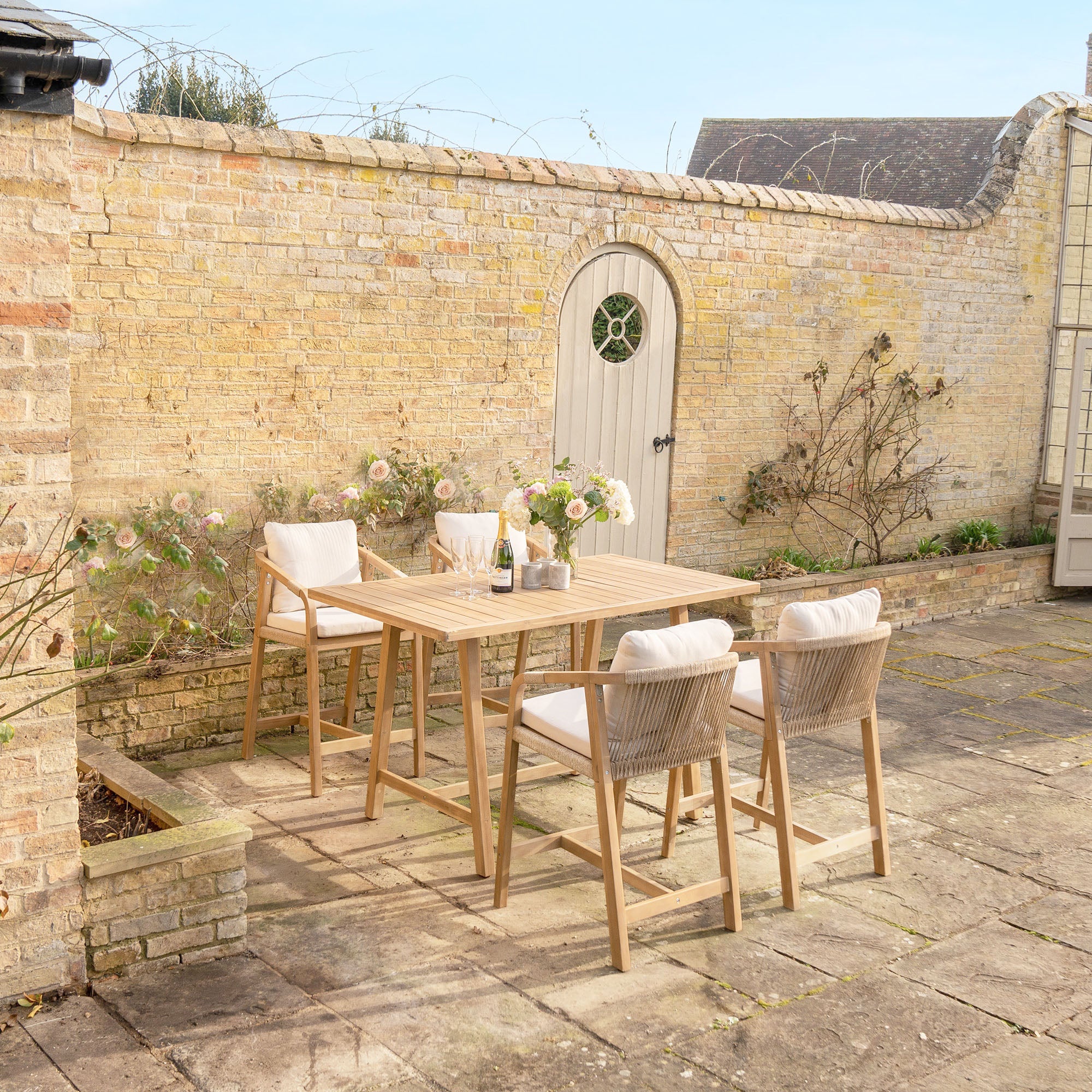 Quay 4 Seat Rectangular Bar Set In Linen