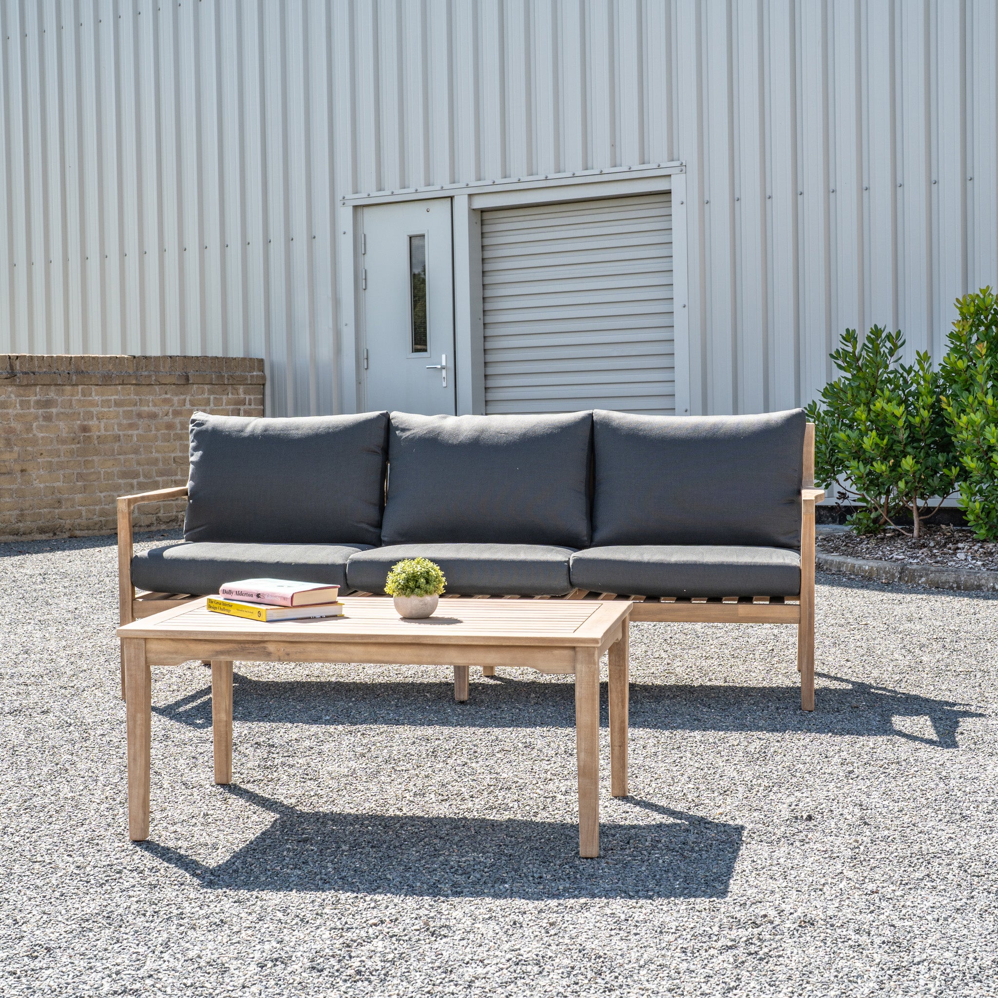Rio 3 Seat Sofa with Coffee Table in Dark Grey (Ex Display)