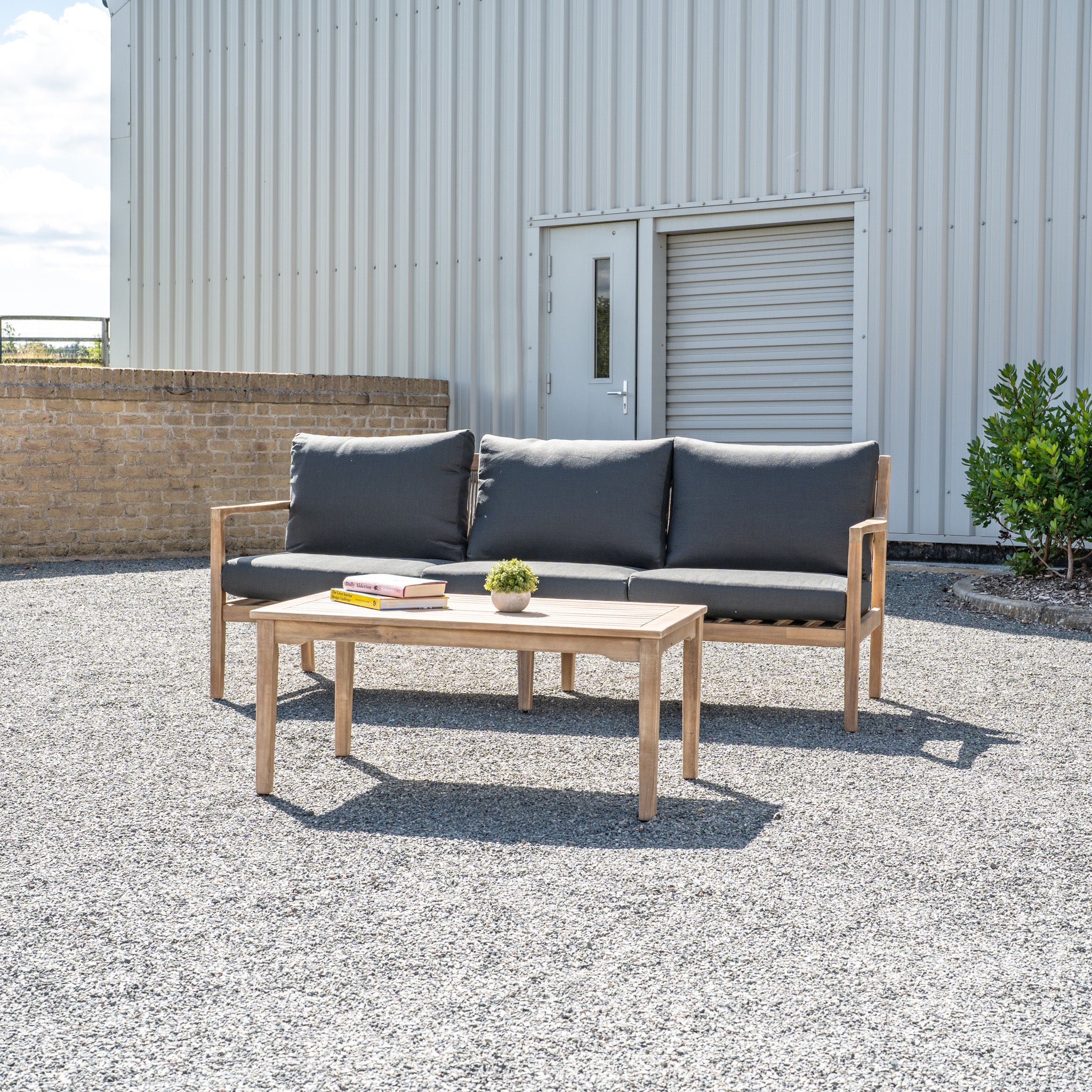 Rio 3 Seat Sofa with Coffee Table in Dark Grey (Ex Display)