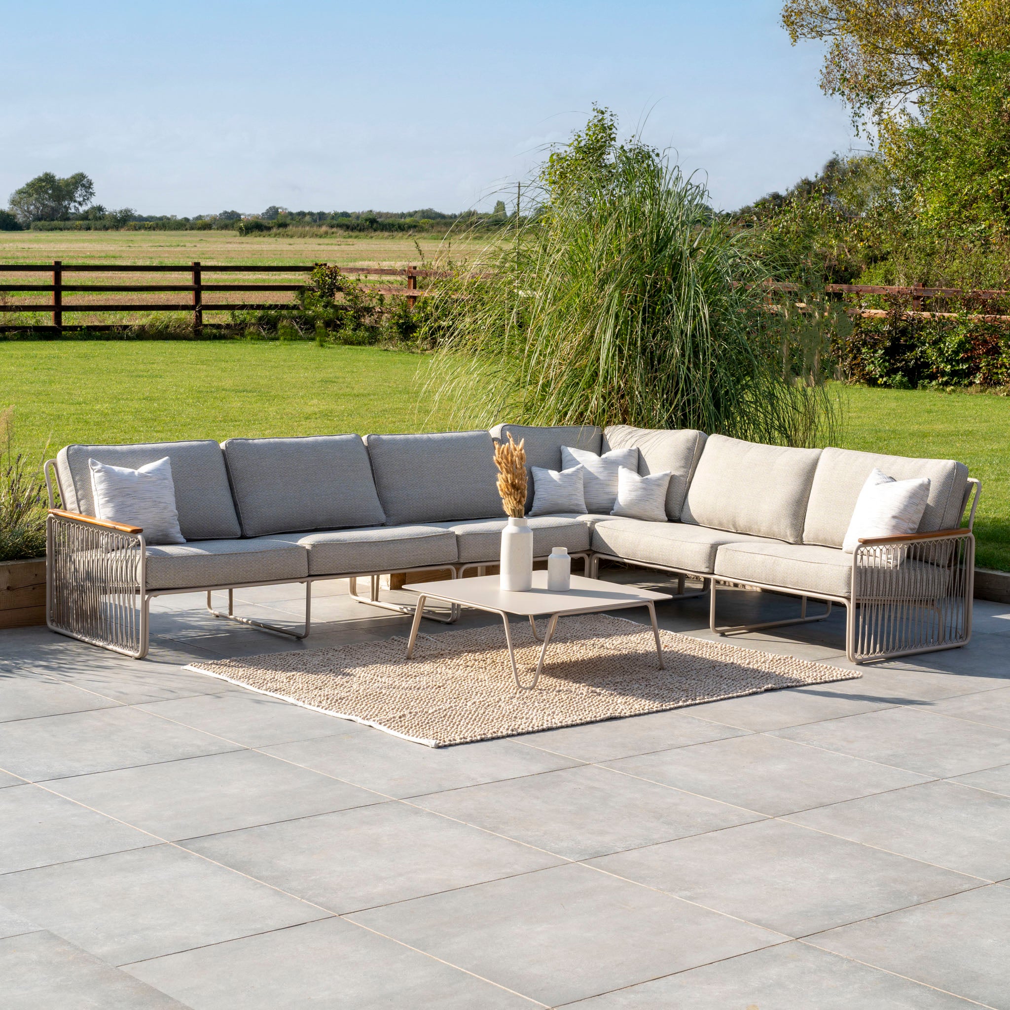 Riviera Luxury Large Outdoor Corner Group Set in Latte