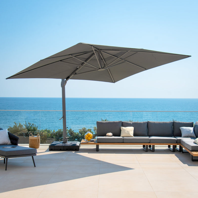 Pallas 4m x 3m Rectangular Cantilever Parasol with LED Lighting in Charcoal