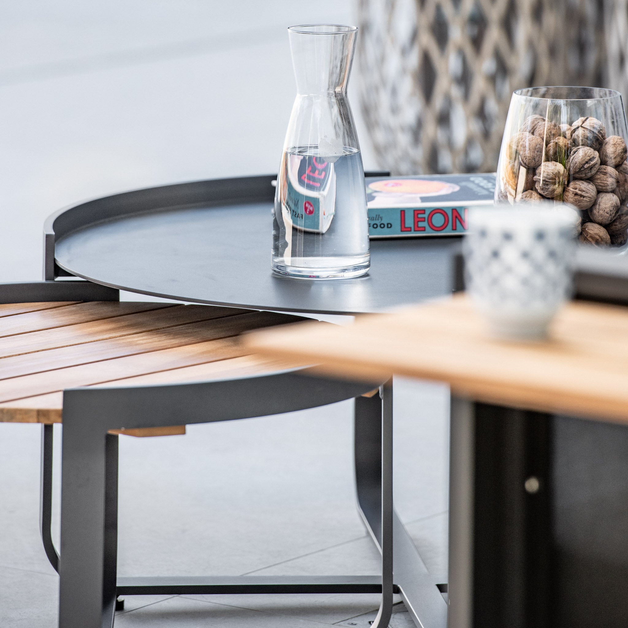 Bloom Coffee Table 80cm with Ceramic Top in Charcoal