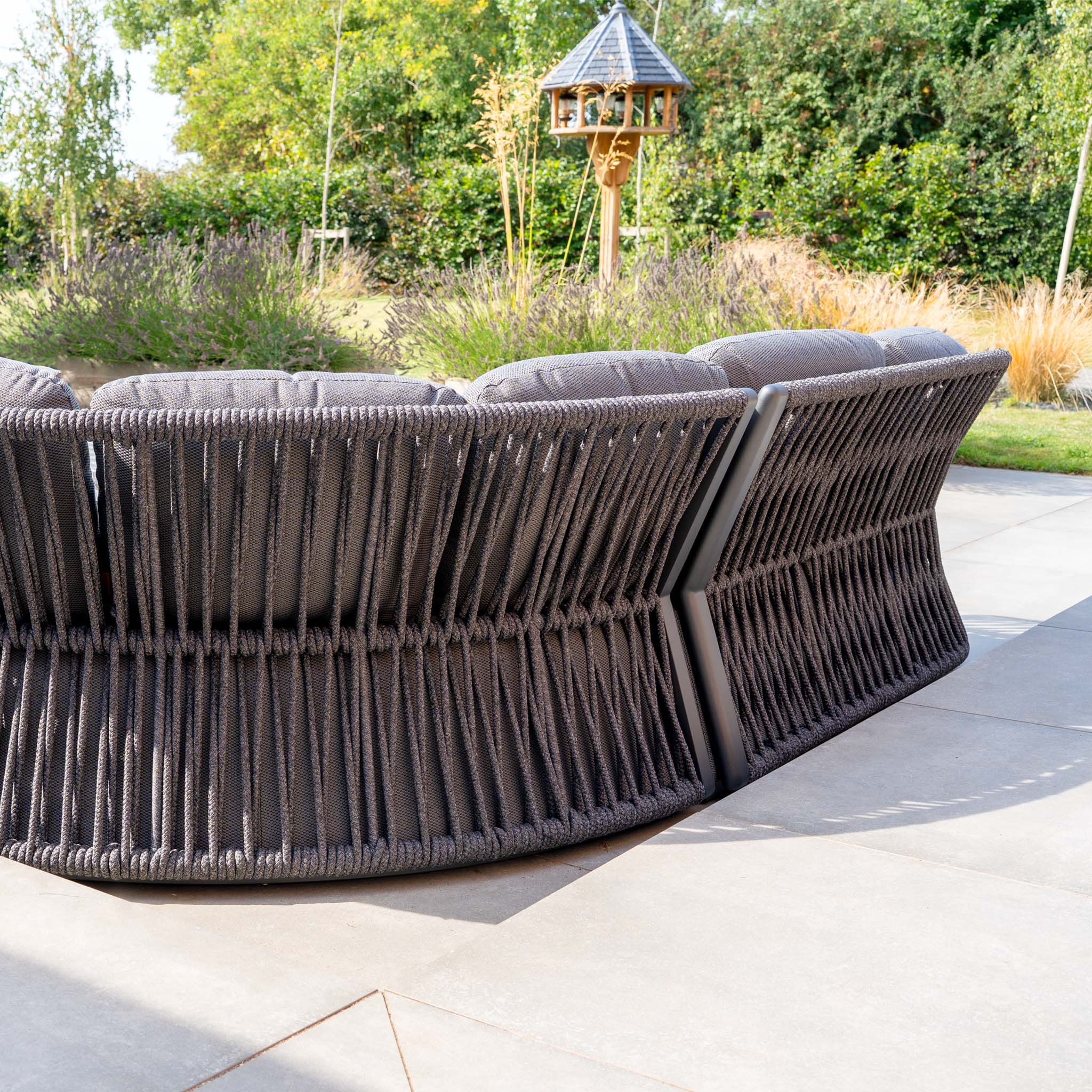 Pello Deluxe Curved Sofa Set with Round Coffee Table in Grey