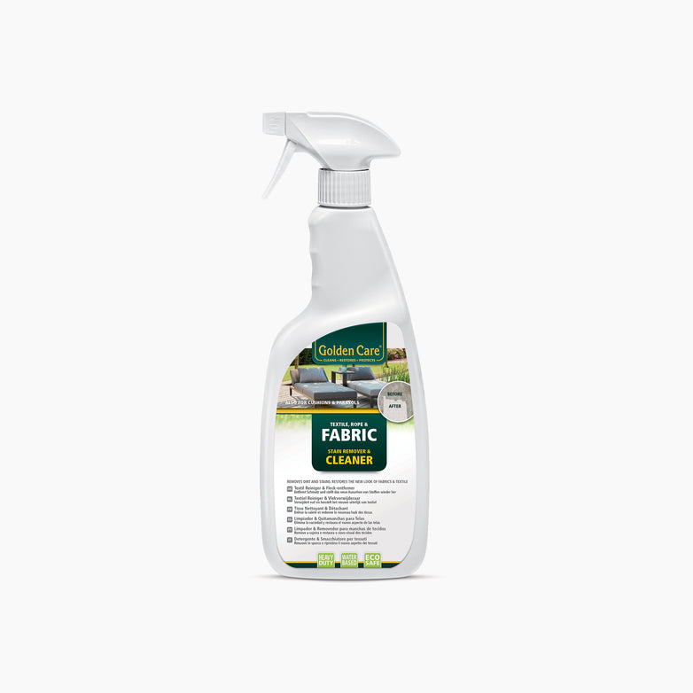 Golden Care Fabric Cleaner (0.75 Litre) spray bottle on a white background, ideal for upholstery and outdoor furniture cleaning.