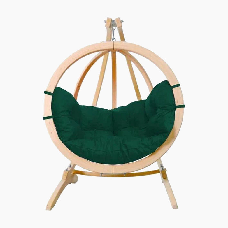 Globo Hammock Single Seater Chair Set Weatherproof in Verde Green