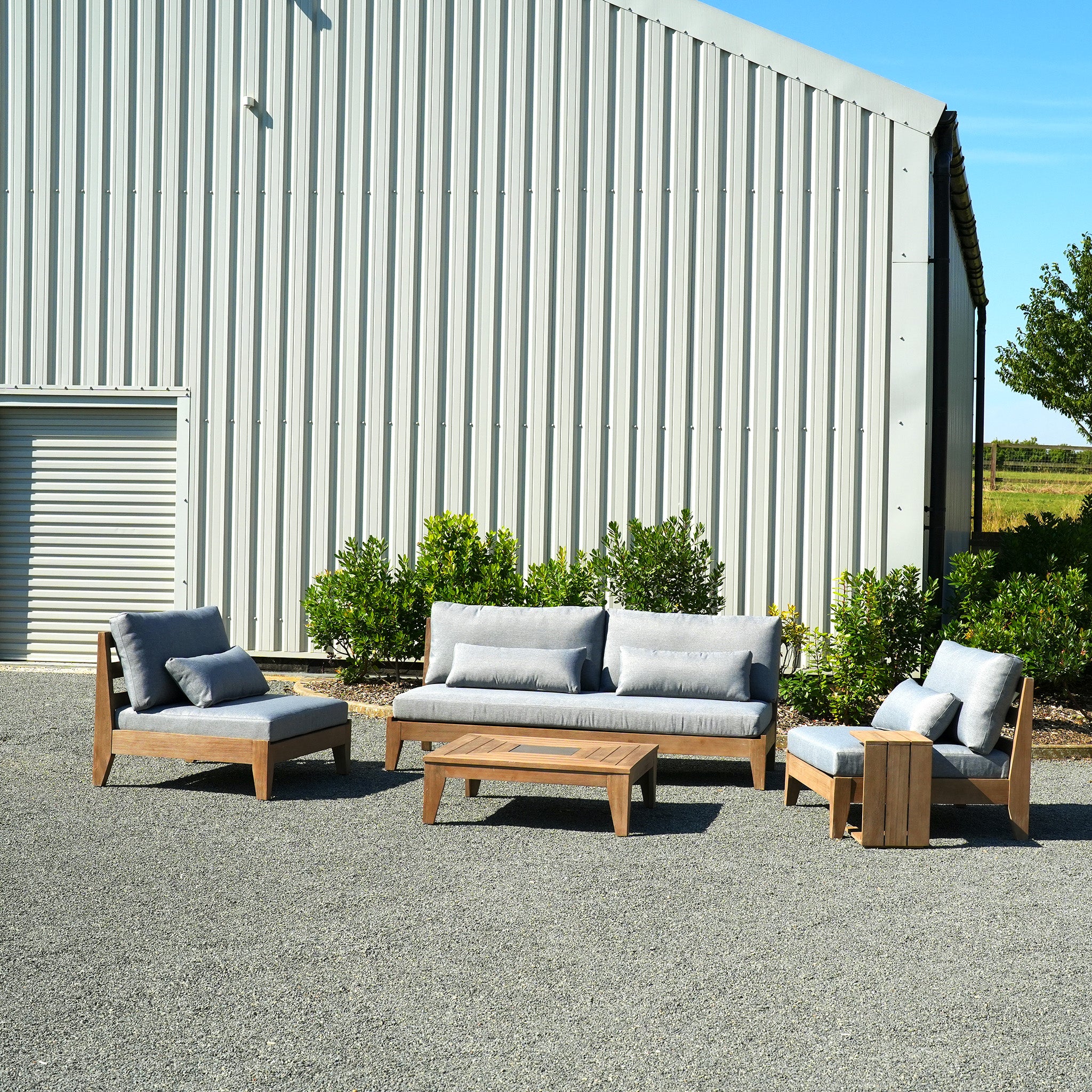 Cano 3 Seat Sofa Set with Coffee & Side Table in Dark Grey (Ex Display)