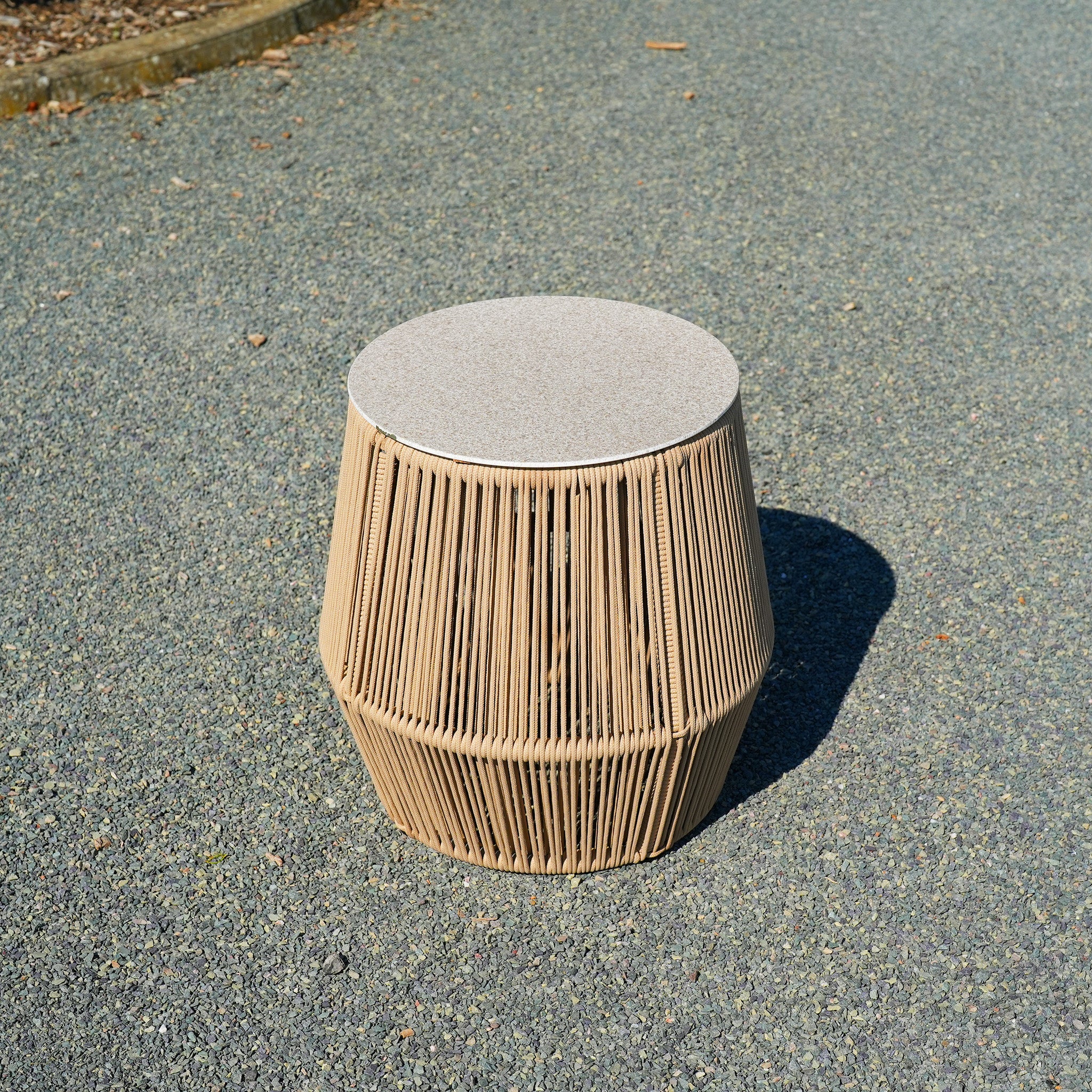 Rubin Side Table in Beige with Glass Top (Ex Display)