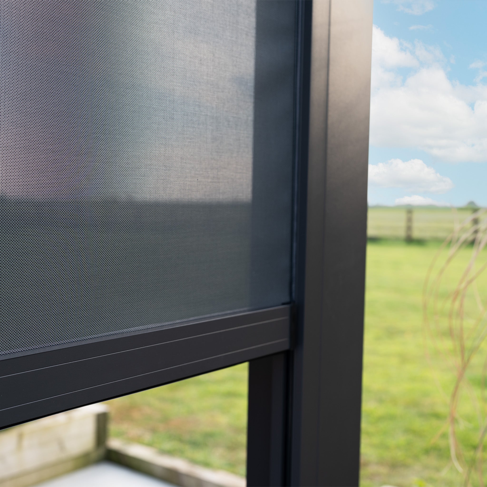 PergoSTET Deluxe 3m x 4m Rectangular Pergola with Motorised LED Louvres and 3 Manual Side Blinds in Grey