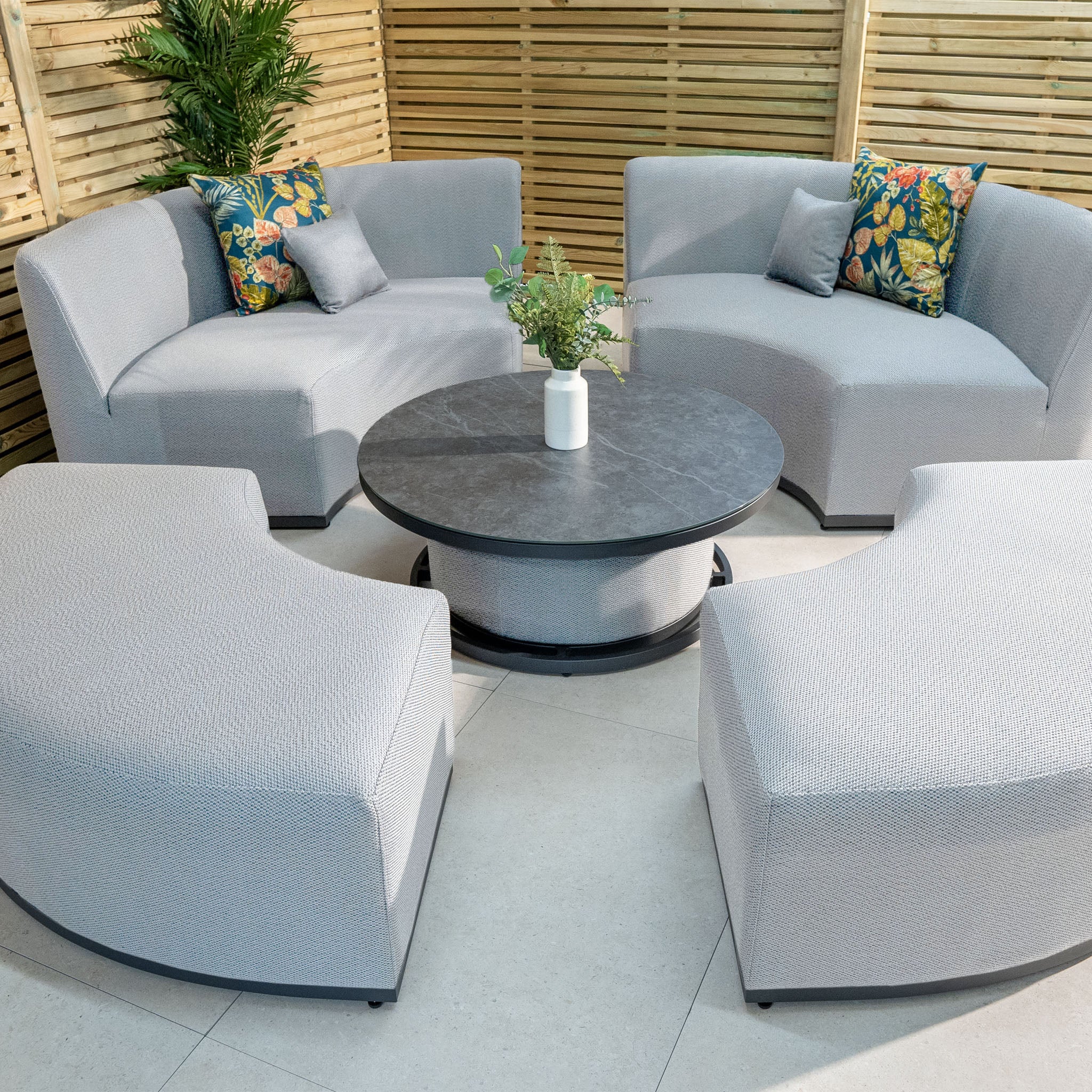 Luna Outdoor Fabric Lifestyle Suite with 2 Sofas and 2 Benches in Oyster Grey
