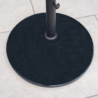 The 50kg Concrete Parasol Base with center pole support is shown placed on a light-colored tiled floor.