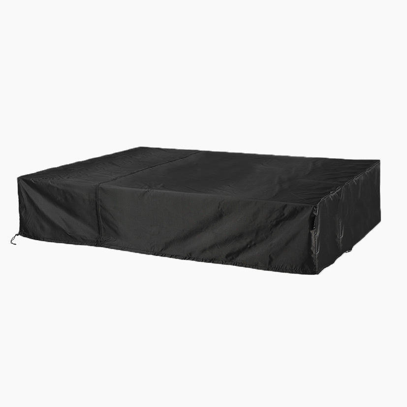 A black rectangular Hatia Double Sun Lounger Cover by Harbour Lifestyle for outdoor furniture or sun loungers, shown against a white background.