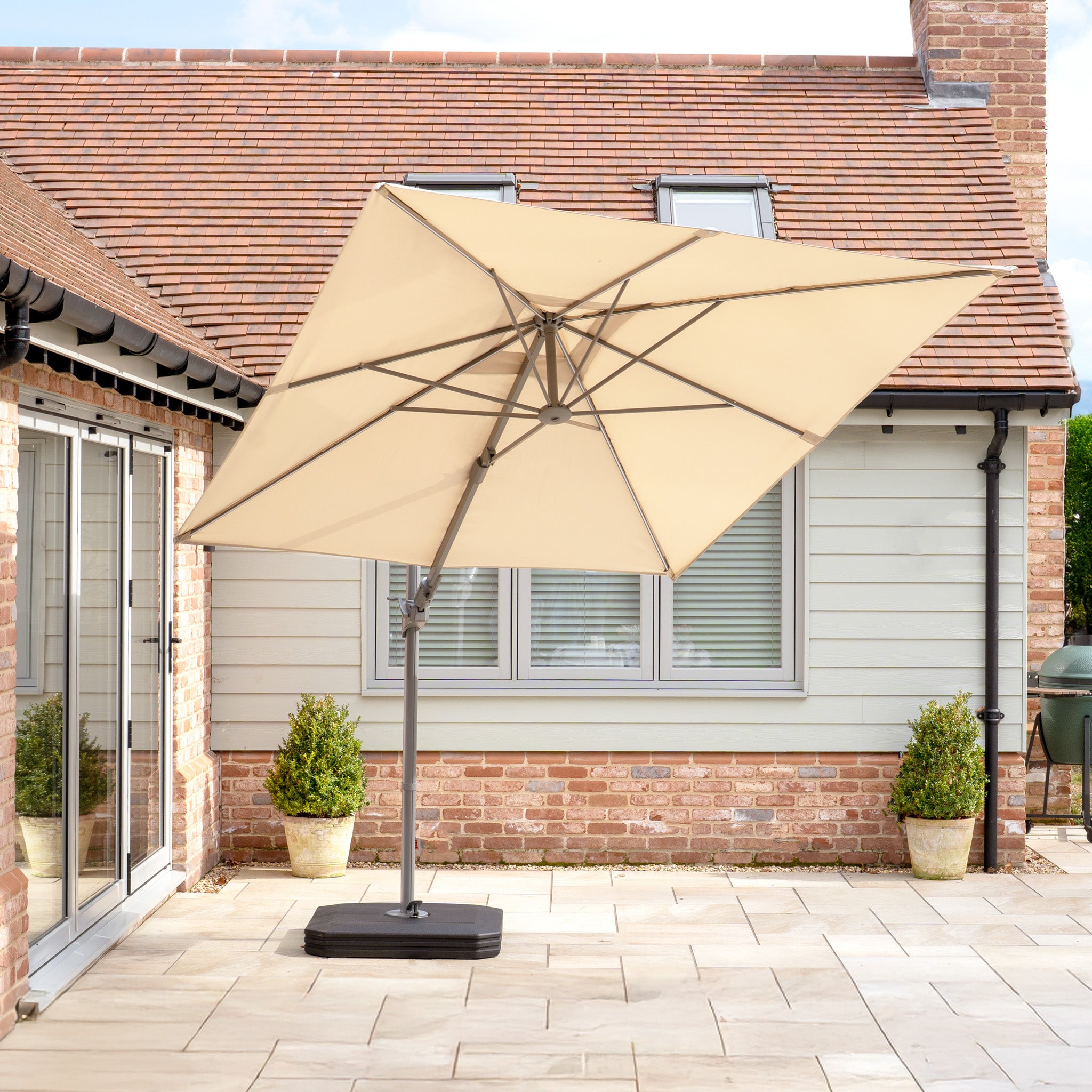 Hera 3m x 2m Rectangular Cantilever Parasol with LED Lighting in Beige