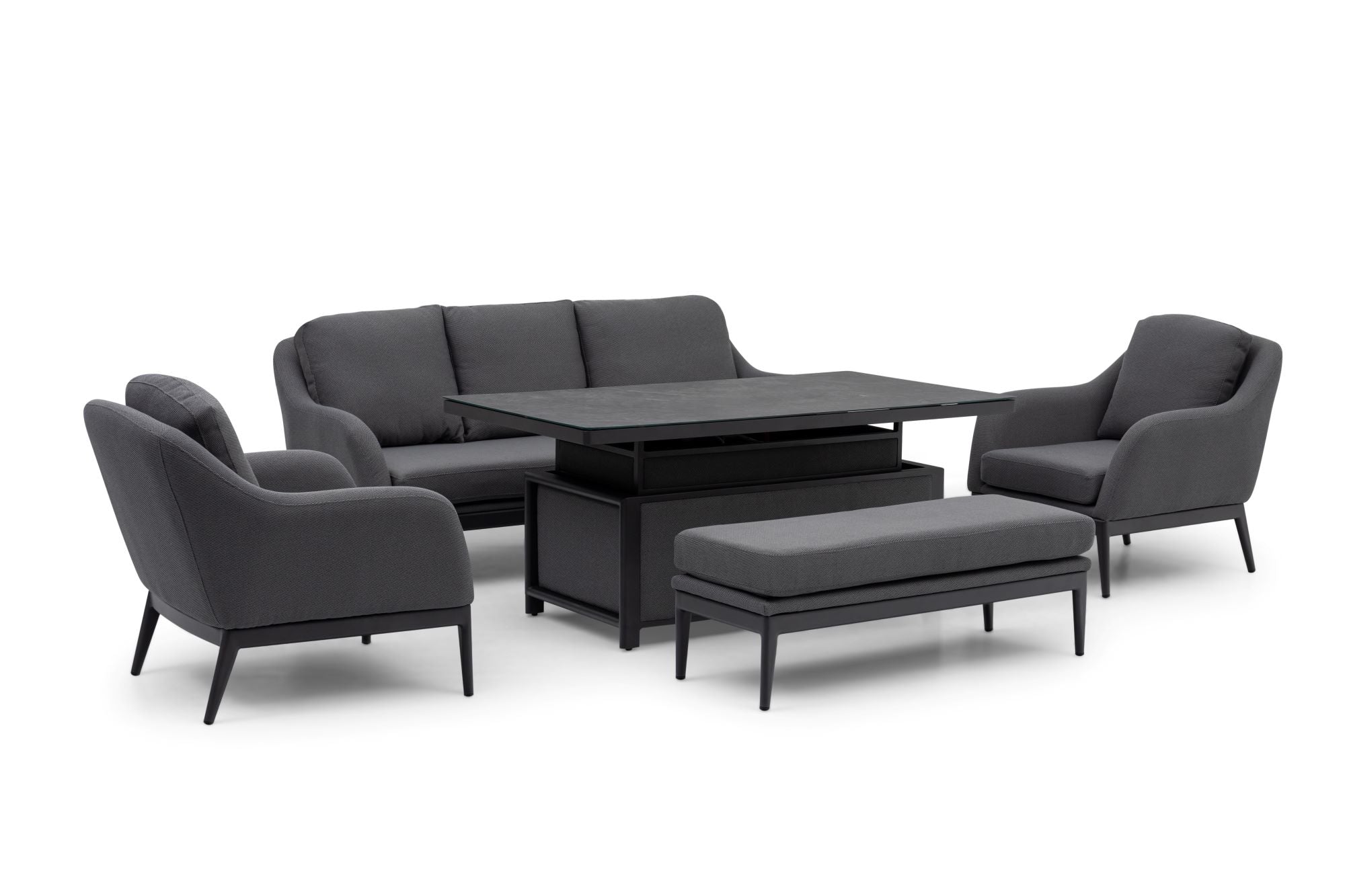 Luna 3 Seat Outdoor Fabric Sofa Set with Rising Table in Grey