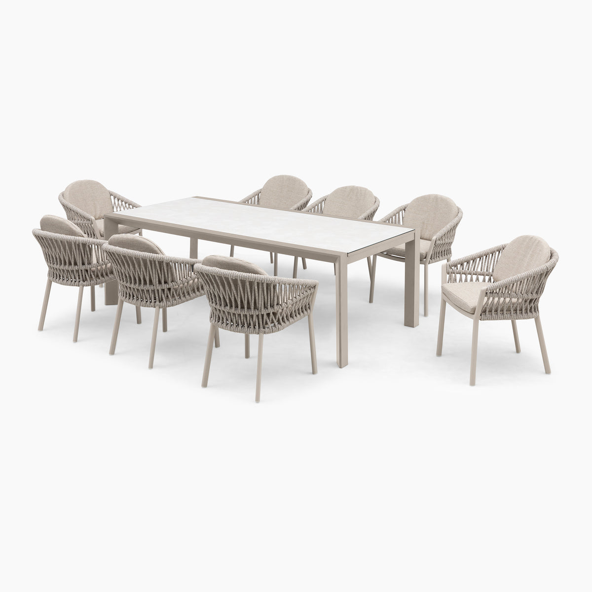 Pello Table Pello 8 Seat Extending Dining Set with Ceramic Table in Fawn
