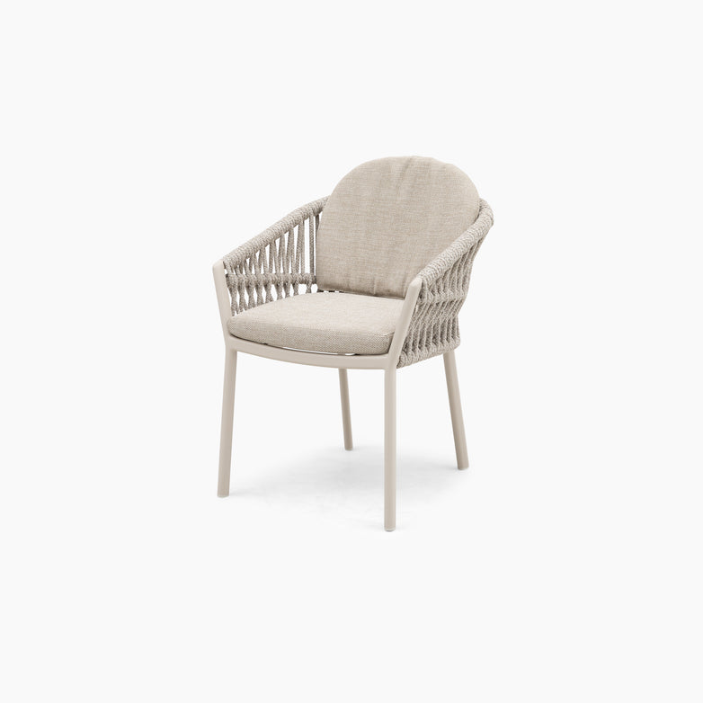 Set of 2 Pello Dining Chairs in Fawn featuring a beige woven design with cushioned seat and backrest, displayed on a white background.