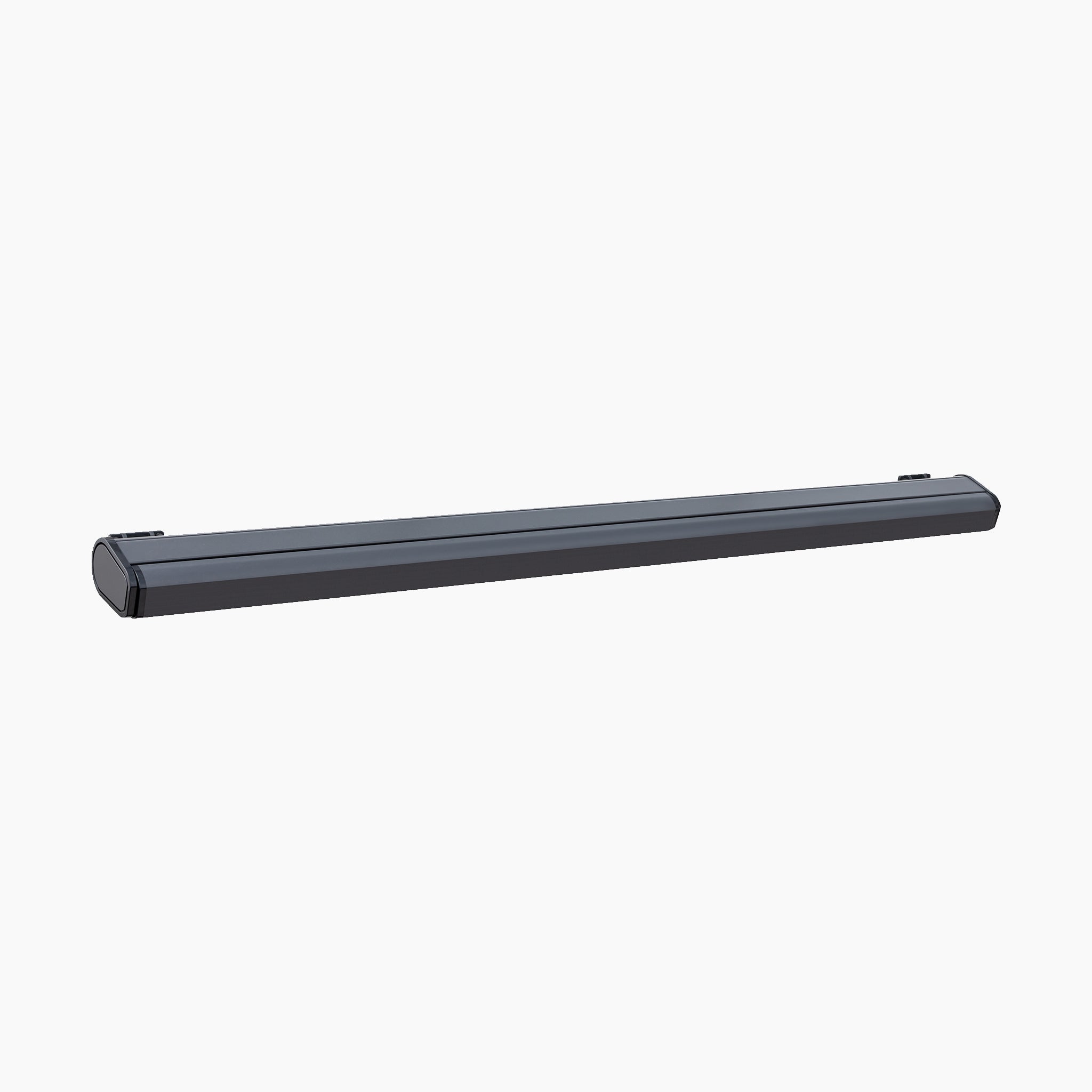 The 4m x 3m Electric Motorised Awning in Grey complements a sleek, dark gray rectangular light bar against a plain white background, adding modern elegance to any outdoor living space.