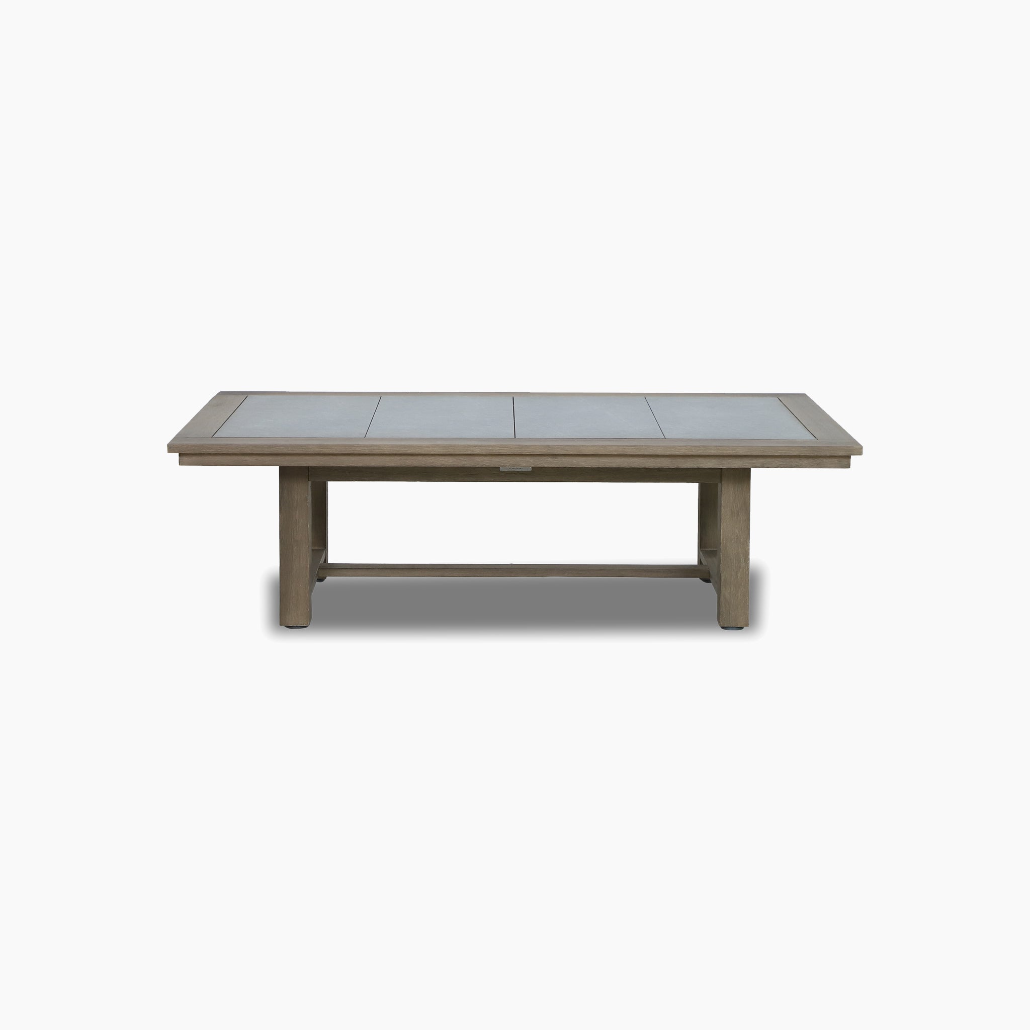 The Andora 2 Seat Sofa Set with 2 in 1 Table in Weathered Brown features a versatile table and sturdy design, ideal for pairing with outdoor or modular garden furniture, shown here on a white background.