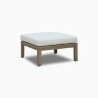 Square wooden ottoman with a thick white cushion, designed to match the Andora 3 Seat Sofa Set with Coffee Table/Footstool in Weathered Brown, shown against a plain white background.