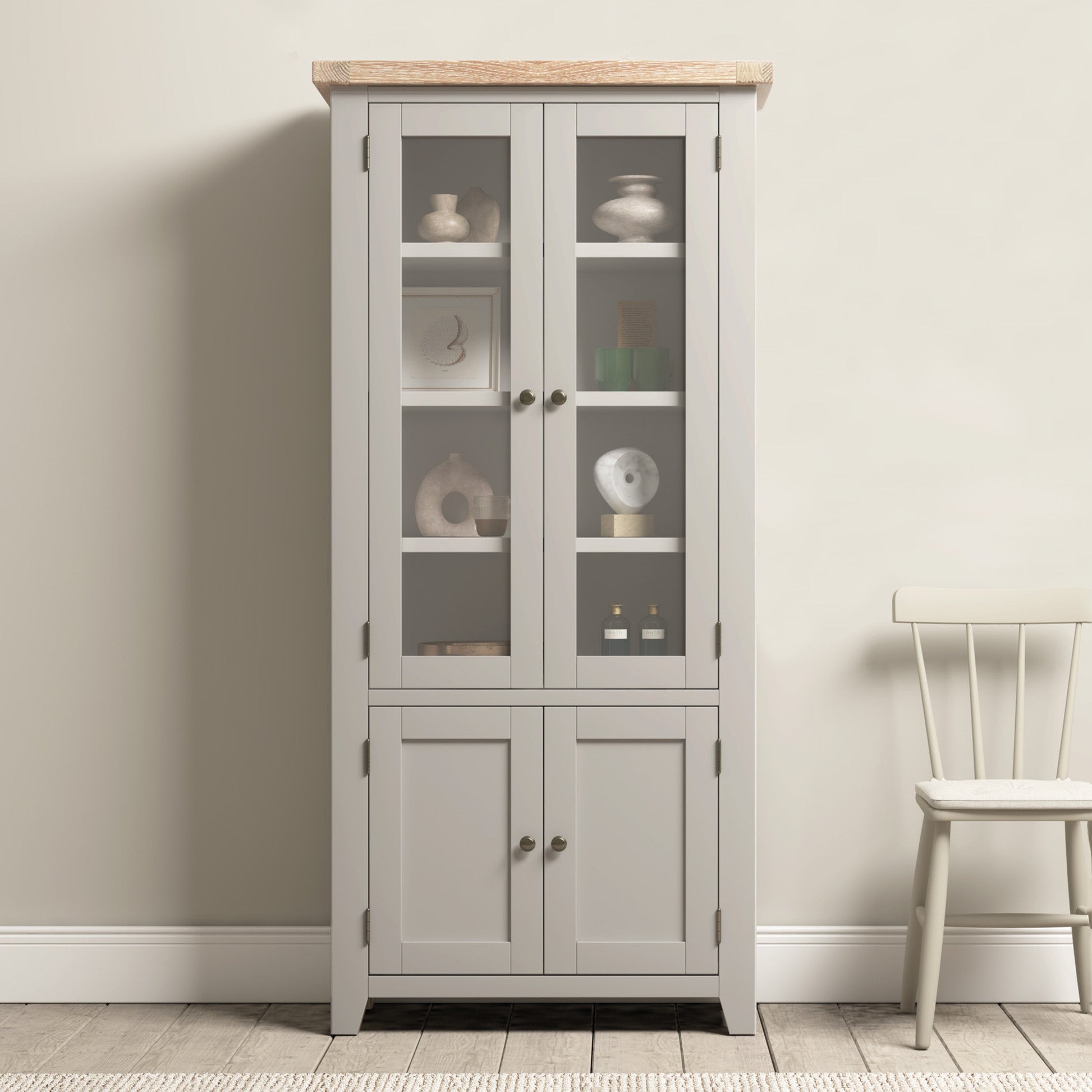 Burford Display Cabinet in Pebble Grey