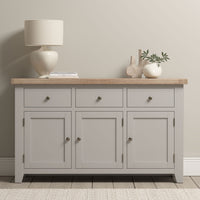 Burford Large 3 Door 3 Drawers Sideboard in Pebble Grey