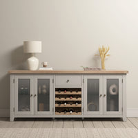 Burford Grand Sideboard with Wine Rack in Pebble Grey