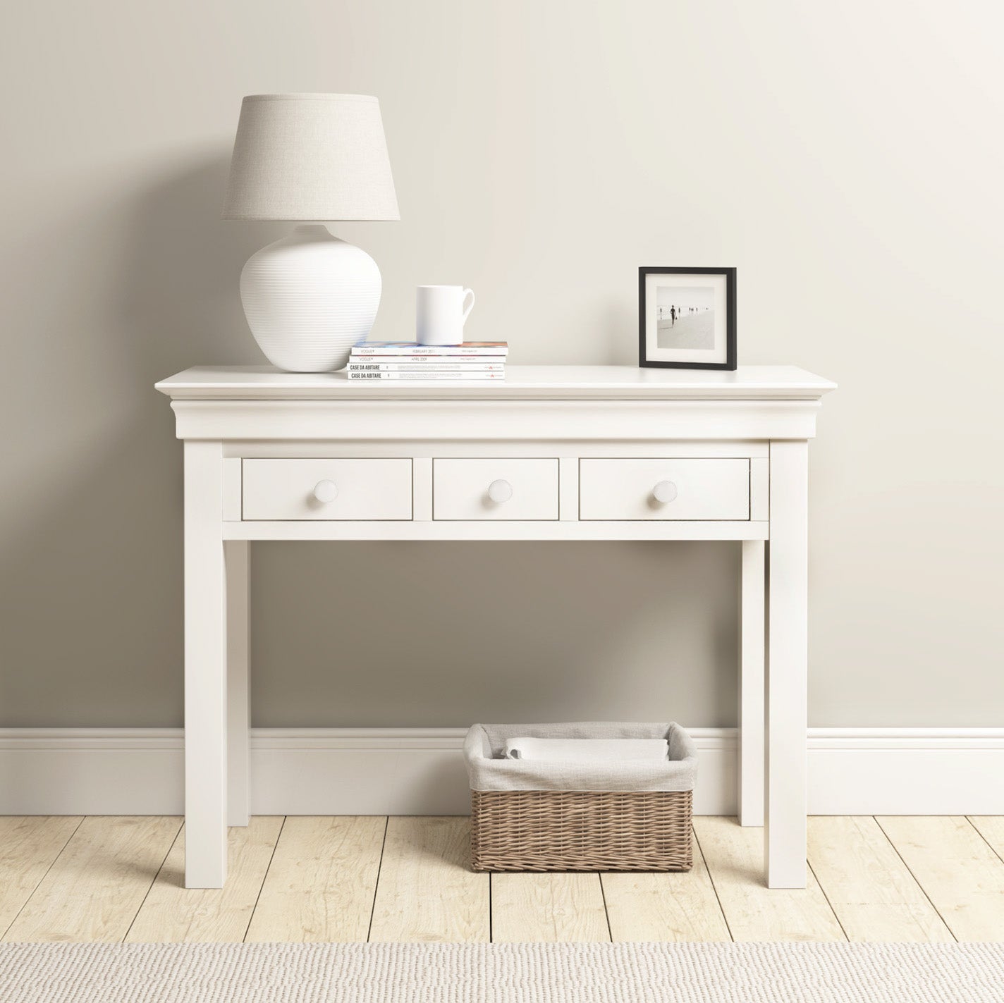 Chalbury Console Desk in Warm White